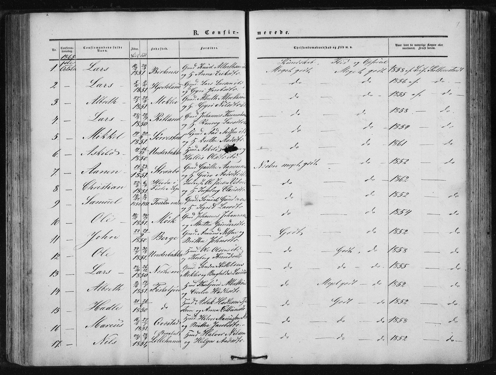 Suldal sokneprestkontor, AV/SAST-A-101845/01/IV/L0009: Parish register (official) no. A 9, 1854-1868