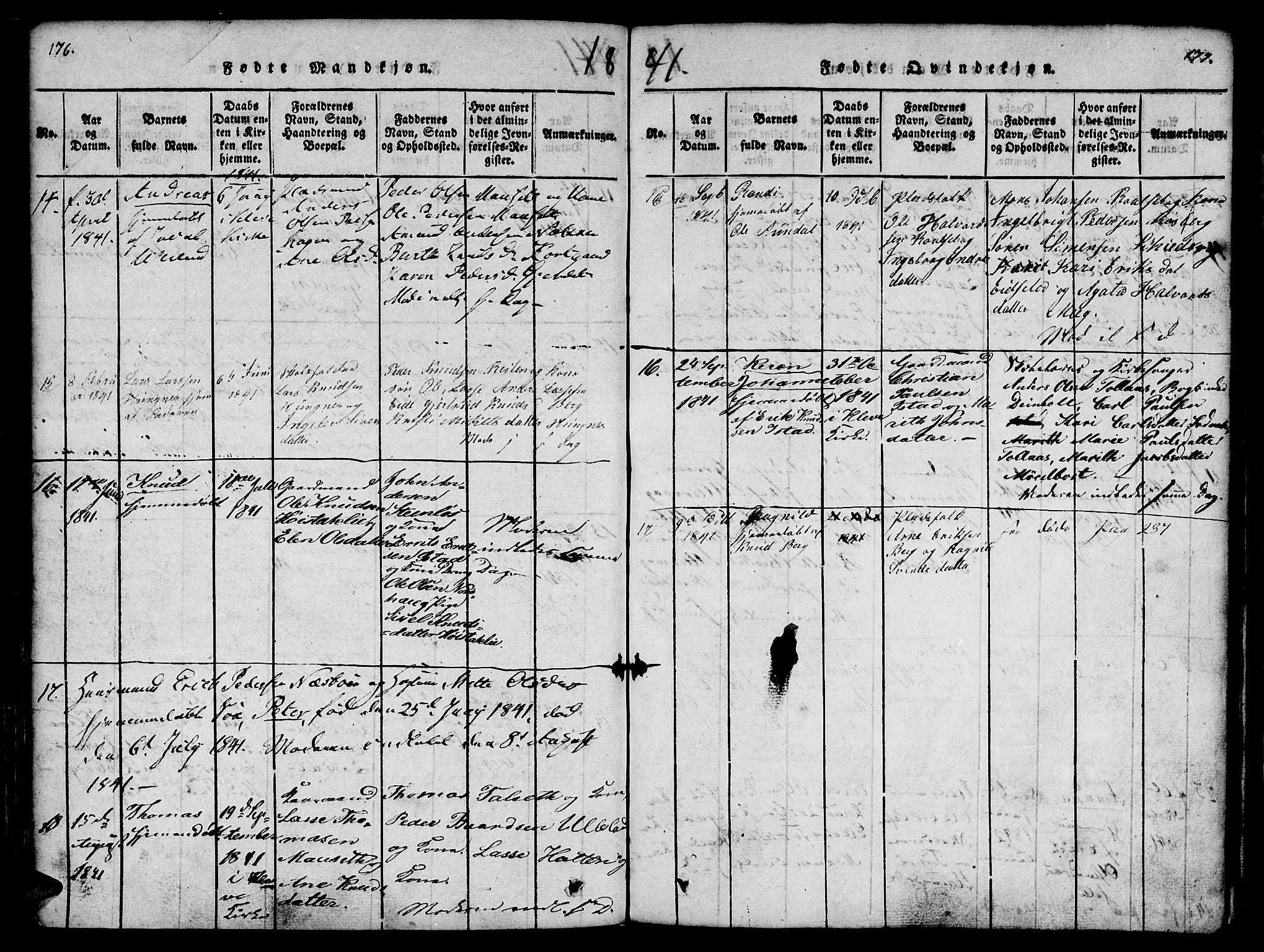 Ministerialprotokoller, klokkerbøker og fødselsregistre - Møre og Romsdal, AV/SAT-A-1454/557/L0679: Parish register (official) no. 557A01, 1818-1843, p. 176-177