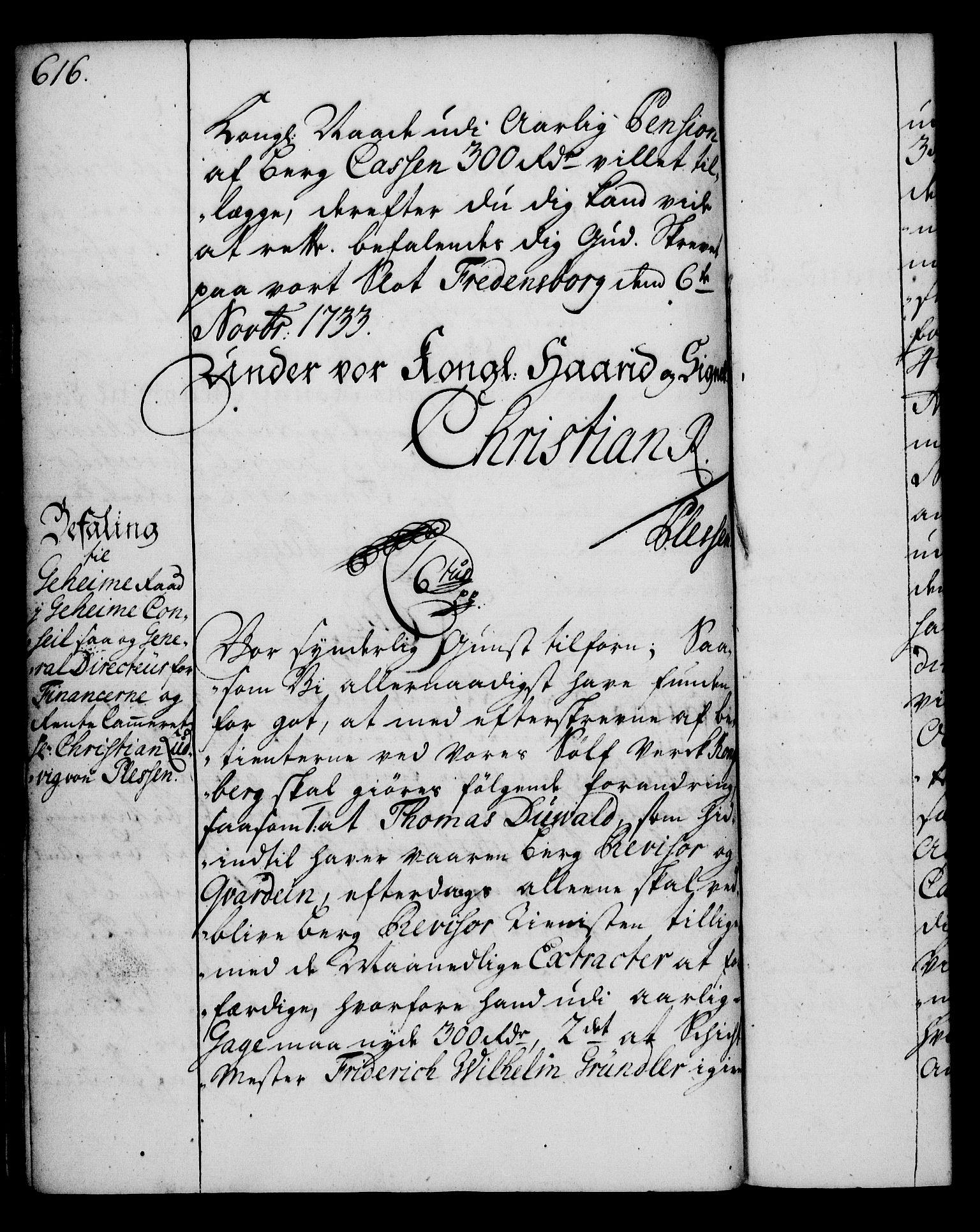 Rentekammeret, Kammerkanselliet, RA/EA-3111/G/Gg/Gga/L0003: Norsk ekspedisjonsprotokoll med register (merket RK 53.3), 1727-1734, p. 616