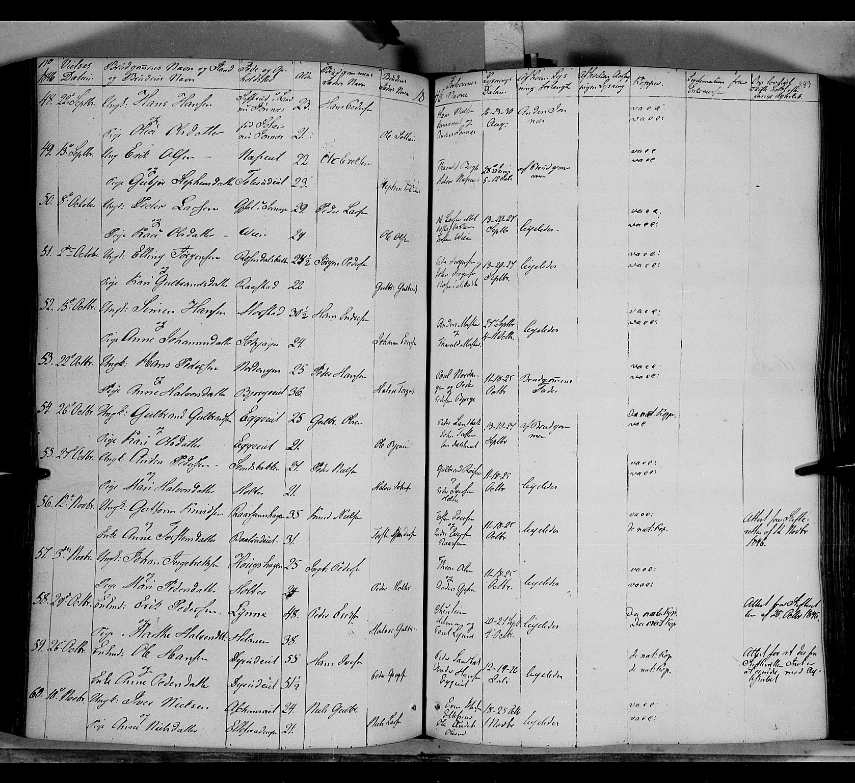 Gran prestekontor, AV/SAH-PREST-112/H/Ha/Haa/L0011: Parish register (official) no. 11, 1842-1856, p. 882-883