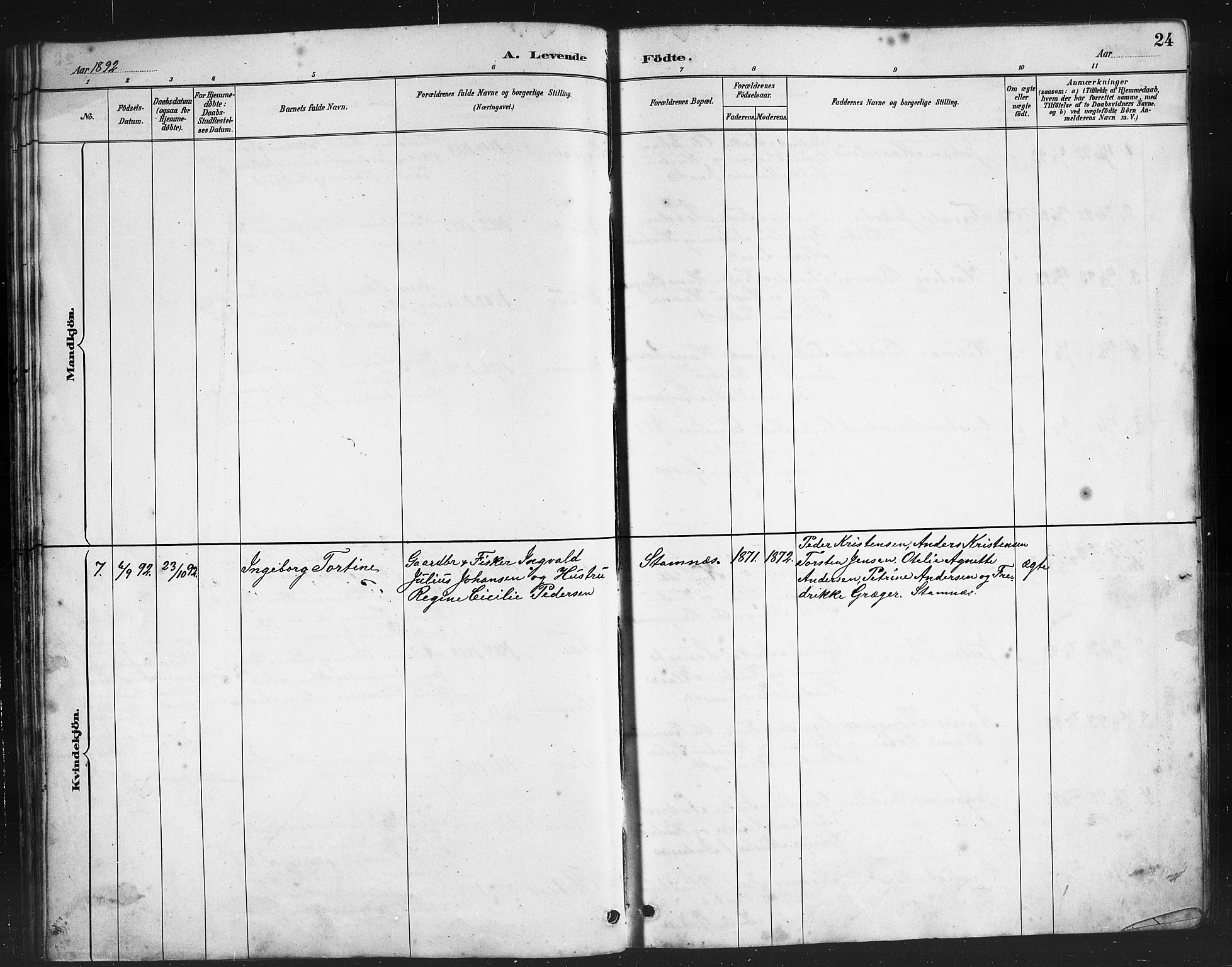 Ministerialprotokoller, klokkerbøker og fødselsregistre - Nordland, AV/SAT-A-1459/808/L0131: Parish register (copy) no. 808C02, 1879-1919, p. 24