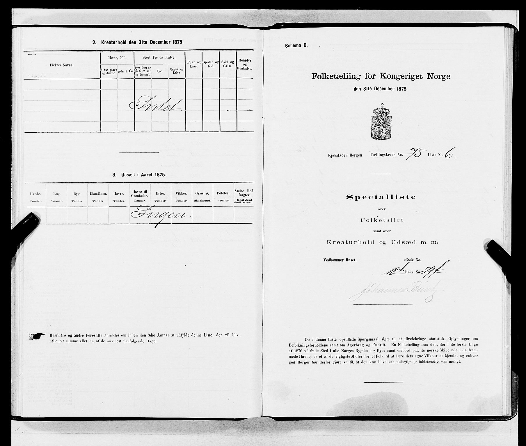 SAB, 1875 census for 1301 Bergen, 1875, p. 4020