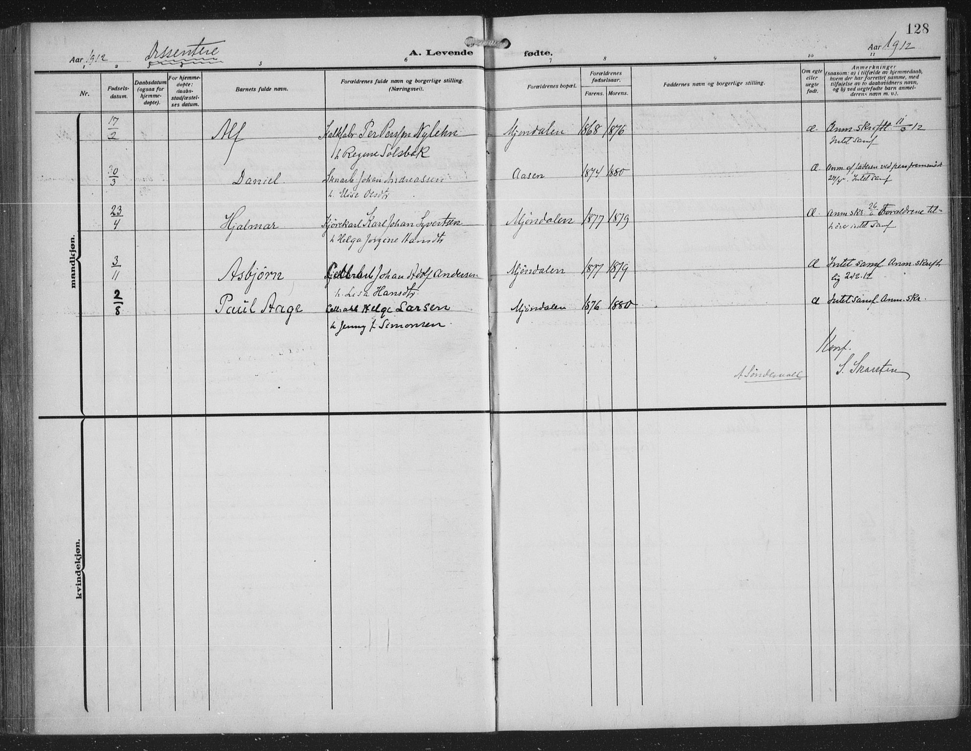 Nedre Eiker kirkebøker, SAKO/A-612/F/Fa/L0007: Parish register (official) no. 7, 1912-1918, p. 128