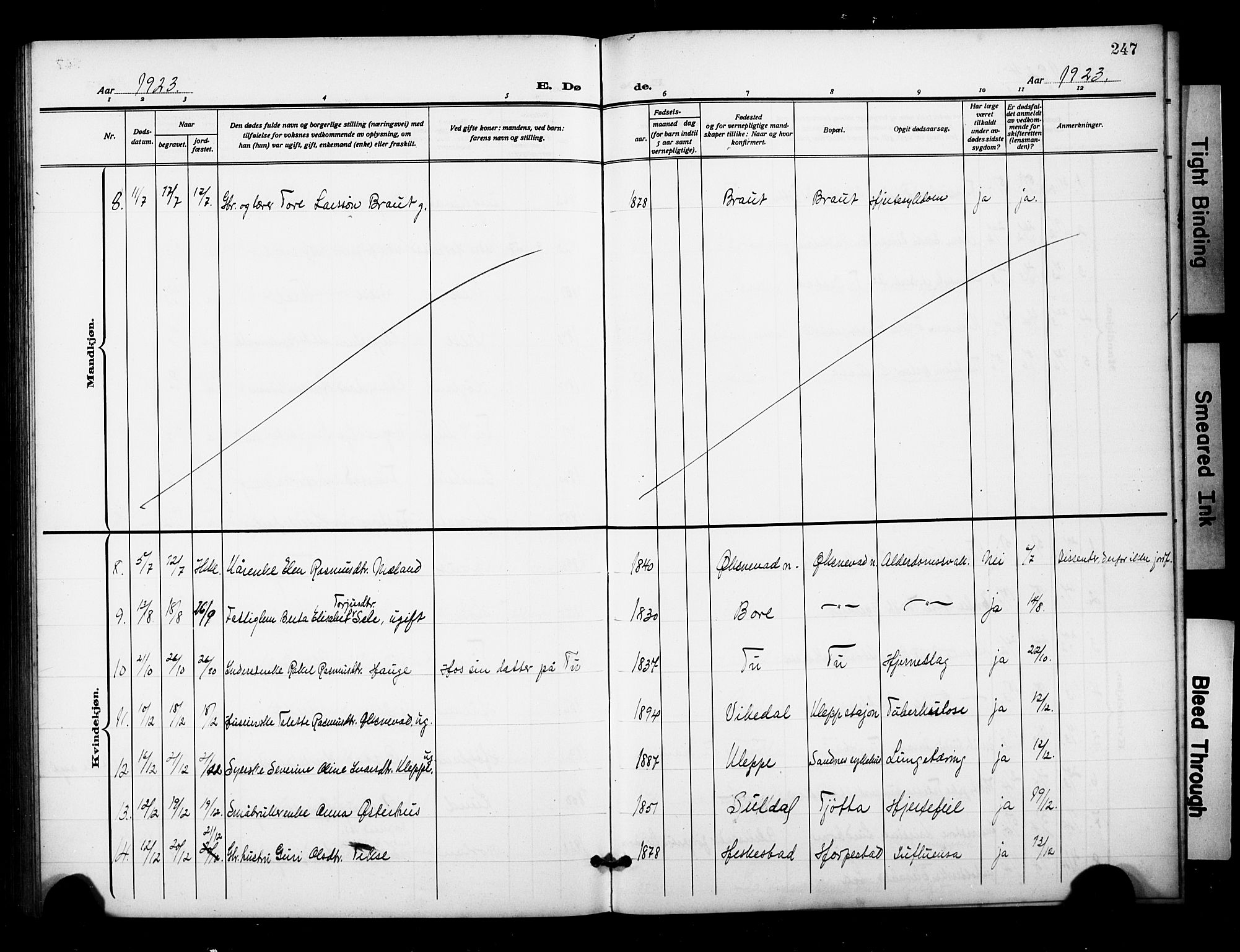 Klepp sokneprestkontor, AV/SAST-A-101803/001/3/30BB/L0007: Parish register (copy) no. B 7, 1908-1934, p. 247