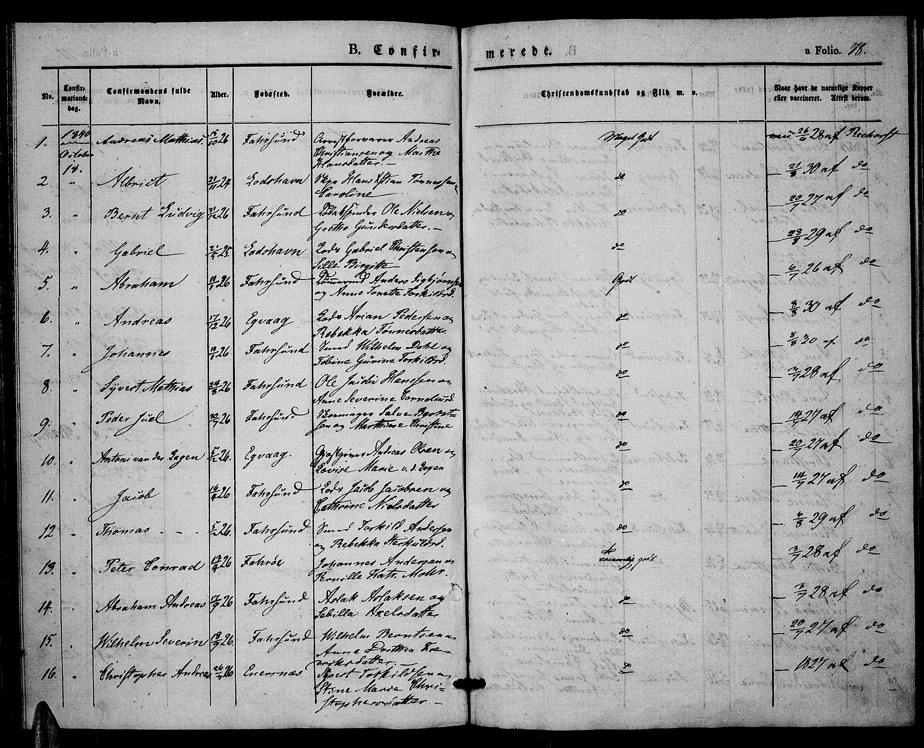 Farsund sokneprestkontor, SAK/1111-0009/F/Fa/L0003: Parish register (official) no. A 3, 1836-1846, p. 78
