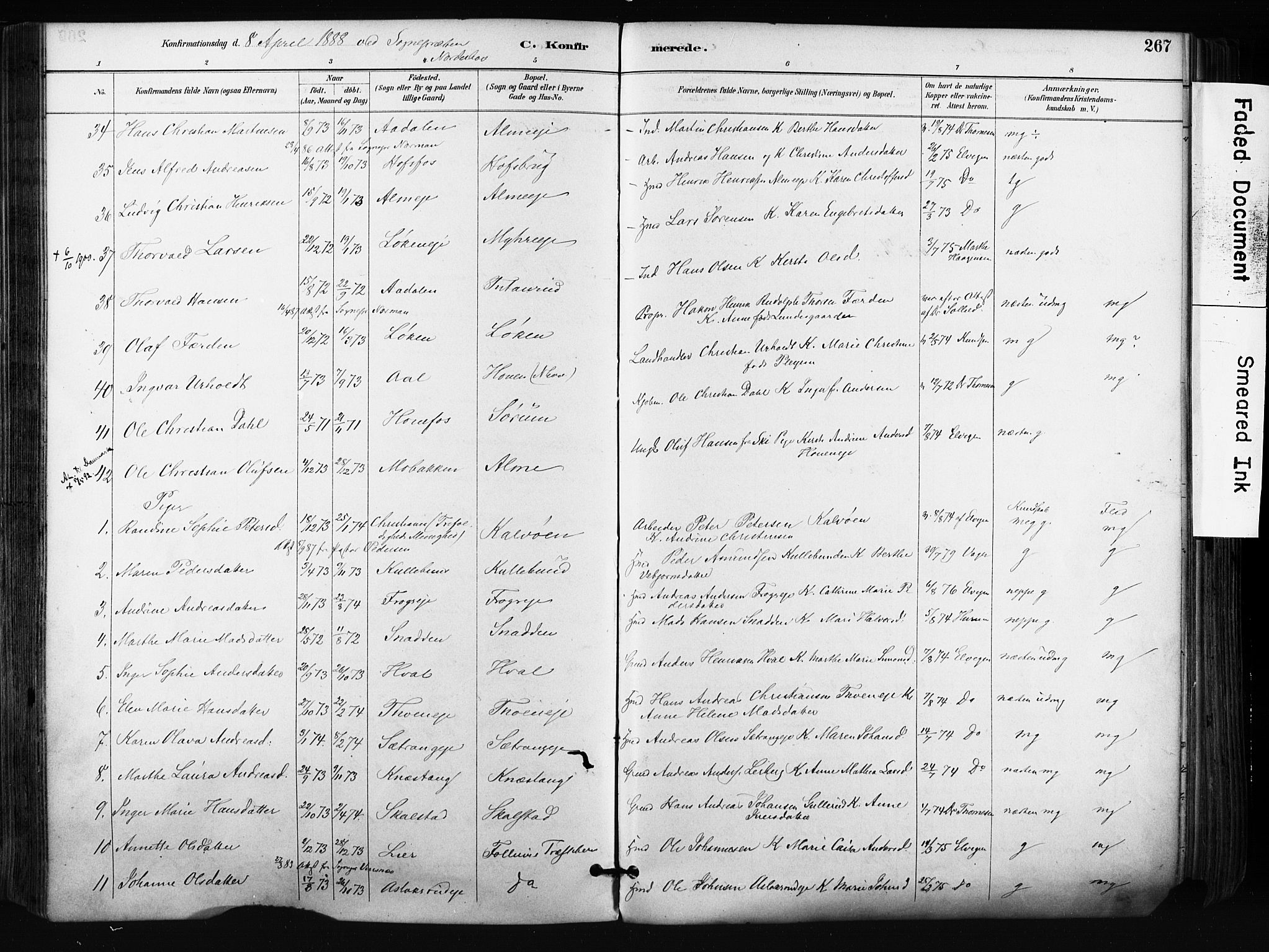 Norderhov kirkebøker, AV/SAKO-A-237/F/Fa/L0016: Parish register (official) no. 16, 1885-1902, p. 267