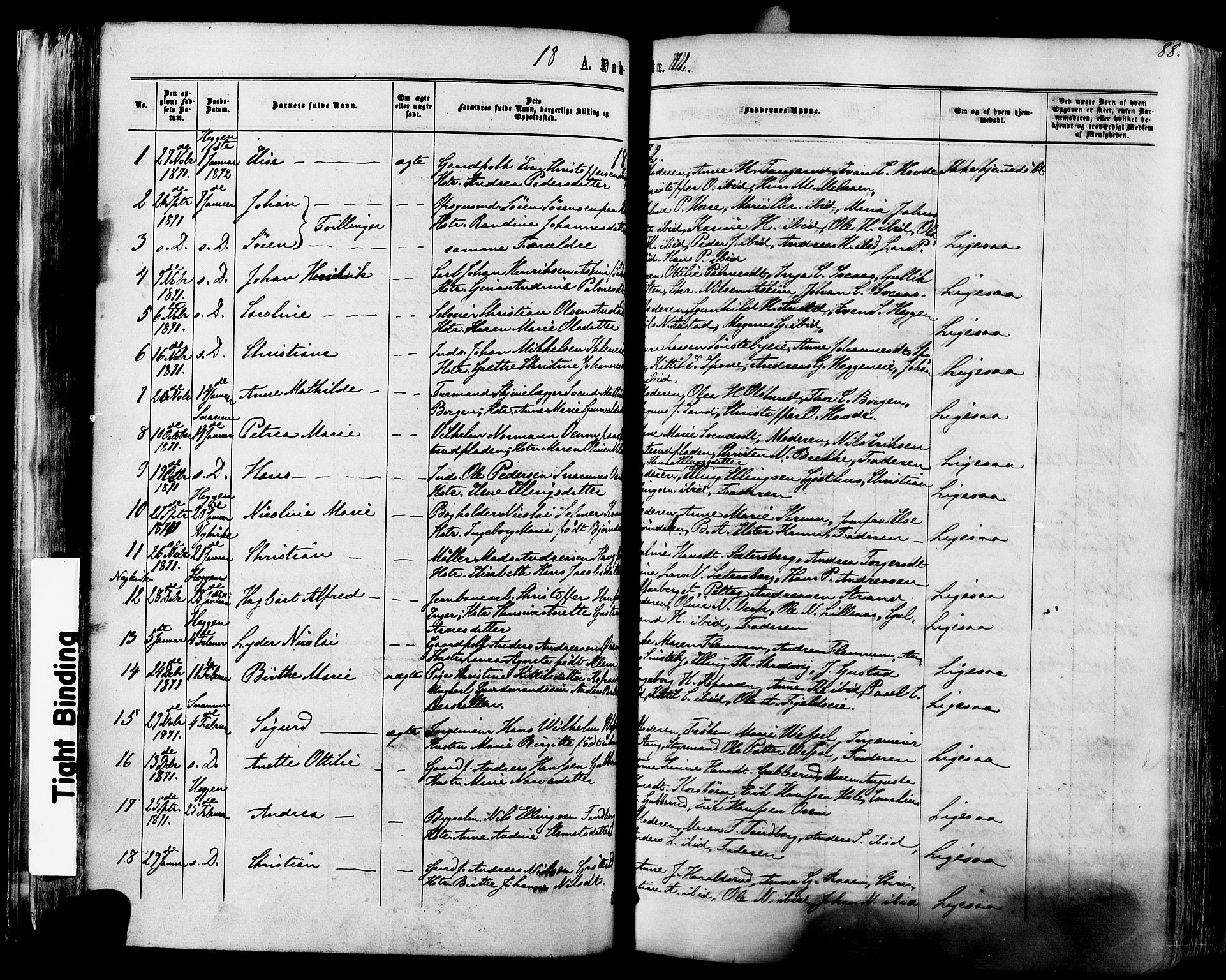 Modum kirkebøker, AV/SAKO-A-234/F/Fa/L0010: Parish register (official) no. 10, 1865-1876, p. 88