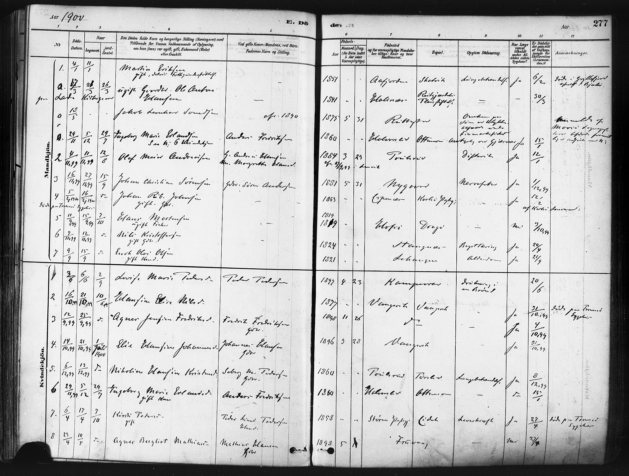 Tranøy sokneprestkontor, AV/SATØ-S-1313/I/Ia/Iaa/L0009kirke: Parish register (official) no. 9, 1878-1904, p. 277