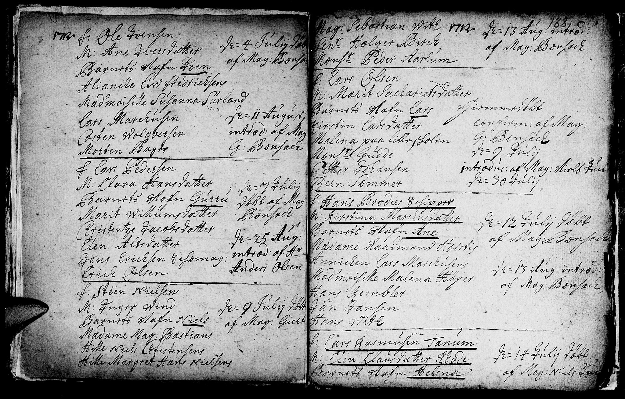 Ministerialprotokoller, klokkerbøker og fødselsregistre - Sør-Trøndelag, SAT/A-1456/601/L0034: Parish register (official) no. 601A02, 1702-1714, p. 188