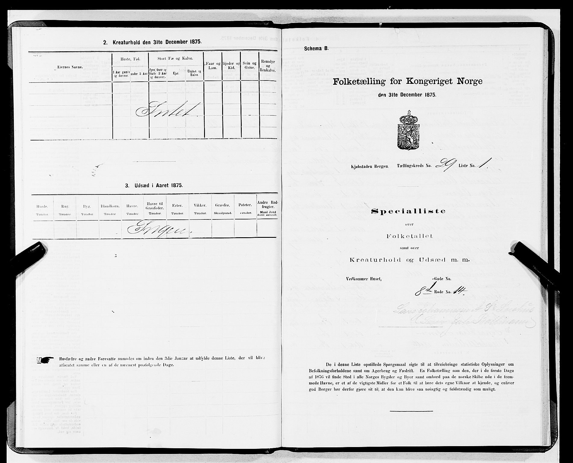 SAB, 1875 census for 1301 Bergen, 1875, p. 1457