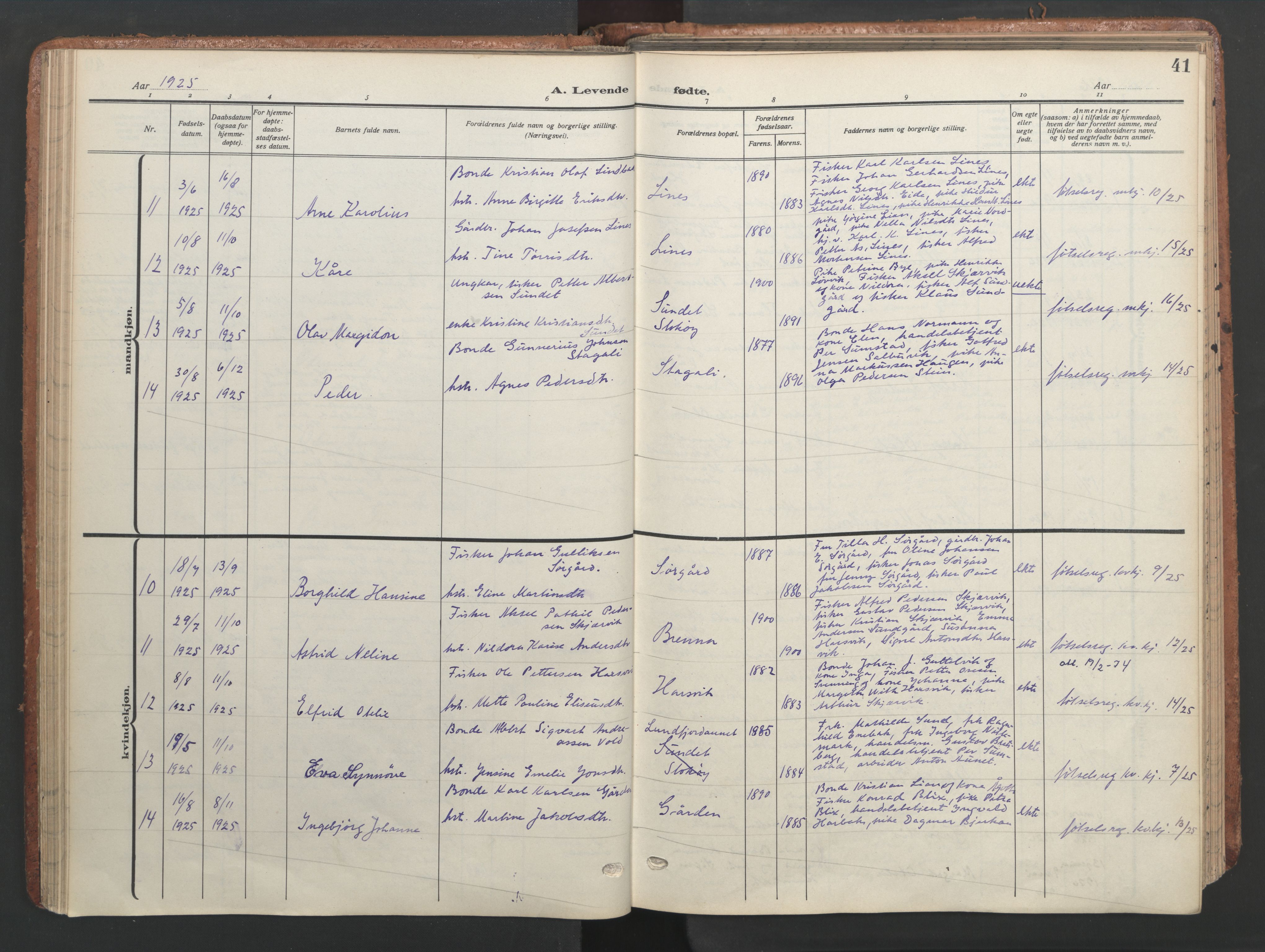 Ministerialprotokoller, klokkerbøker og fødselsregistre - Sør-Trøndelag, SAT/A-1456/656/L0694: Parish register (official) no. 656A03, 1914-1931, p. 41