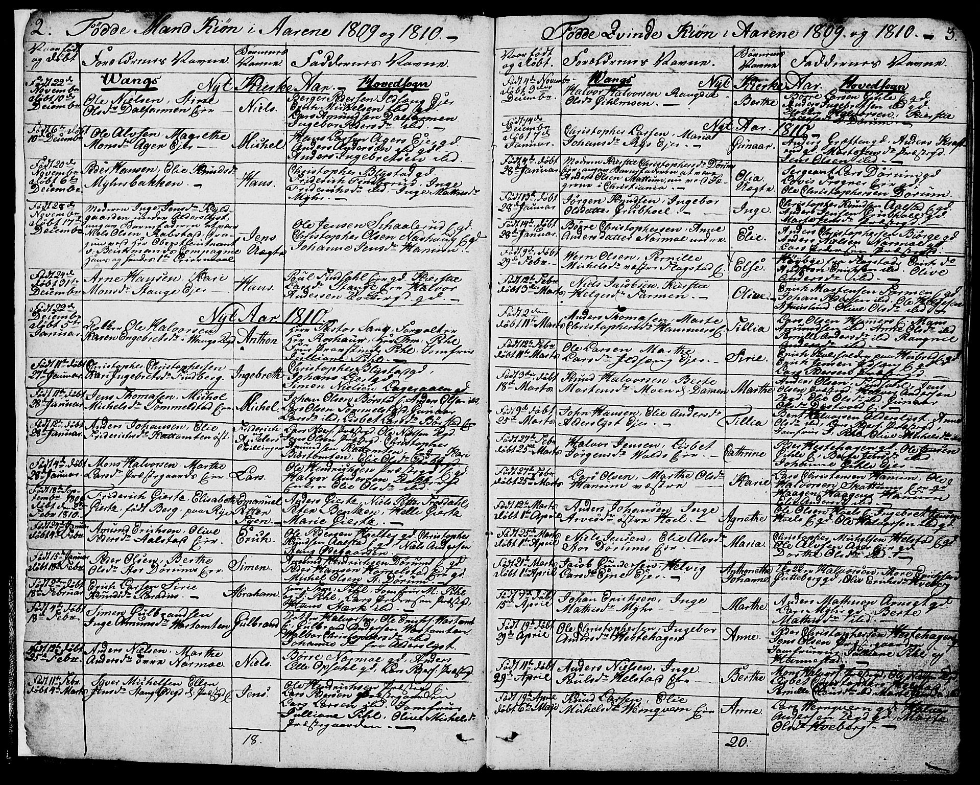 Vang prestekontor, Hedmark, AV/SAH-PREST-008/H/Ha/Haa/L0006: Parish register (official) no. 6 /1, 1809-1827, p. 2-3