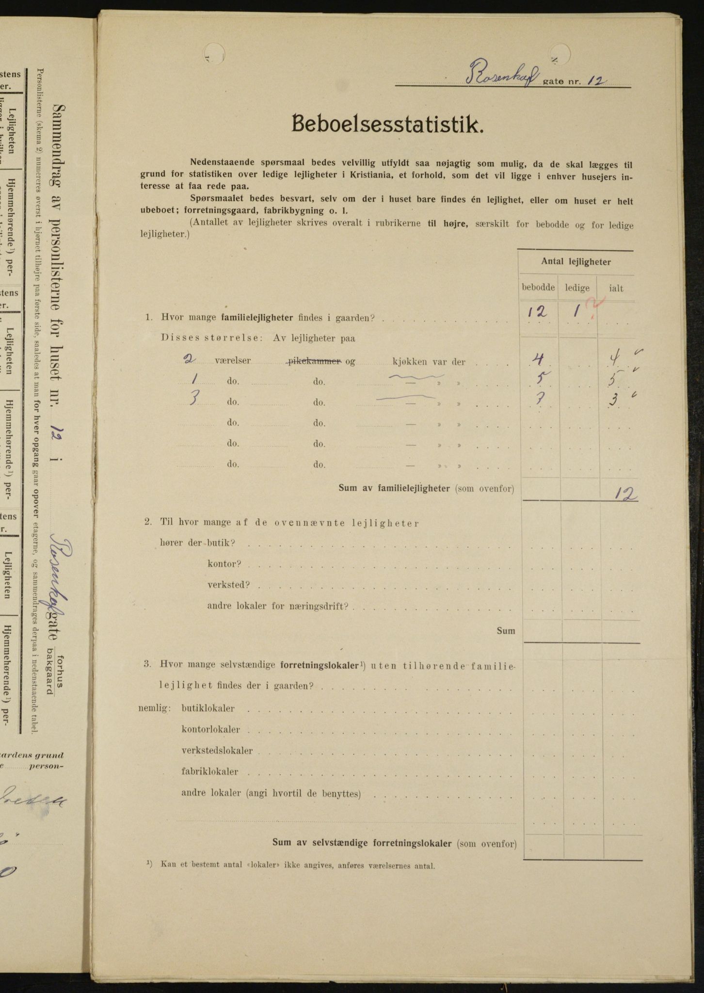 OBA, Municipal Census 1909 for Kristiania, 1909, p. 75912