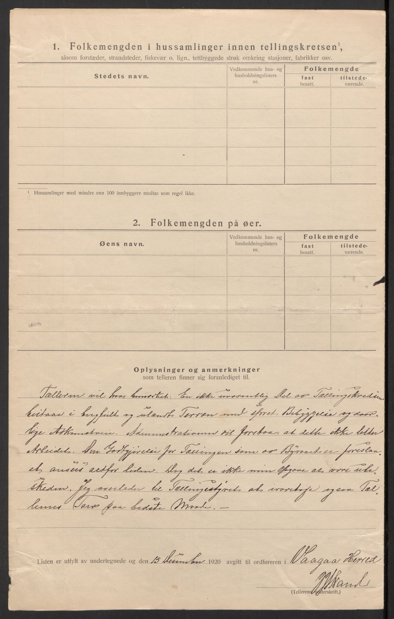 SAH, 1920 census for Vågå, 1920, p. 10