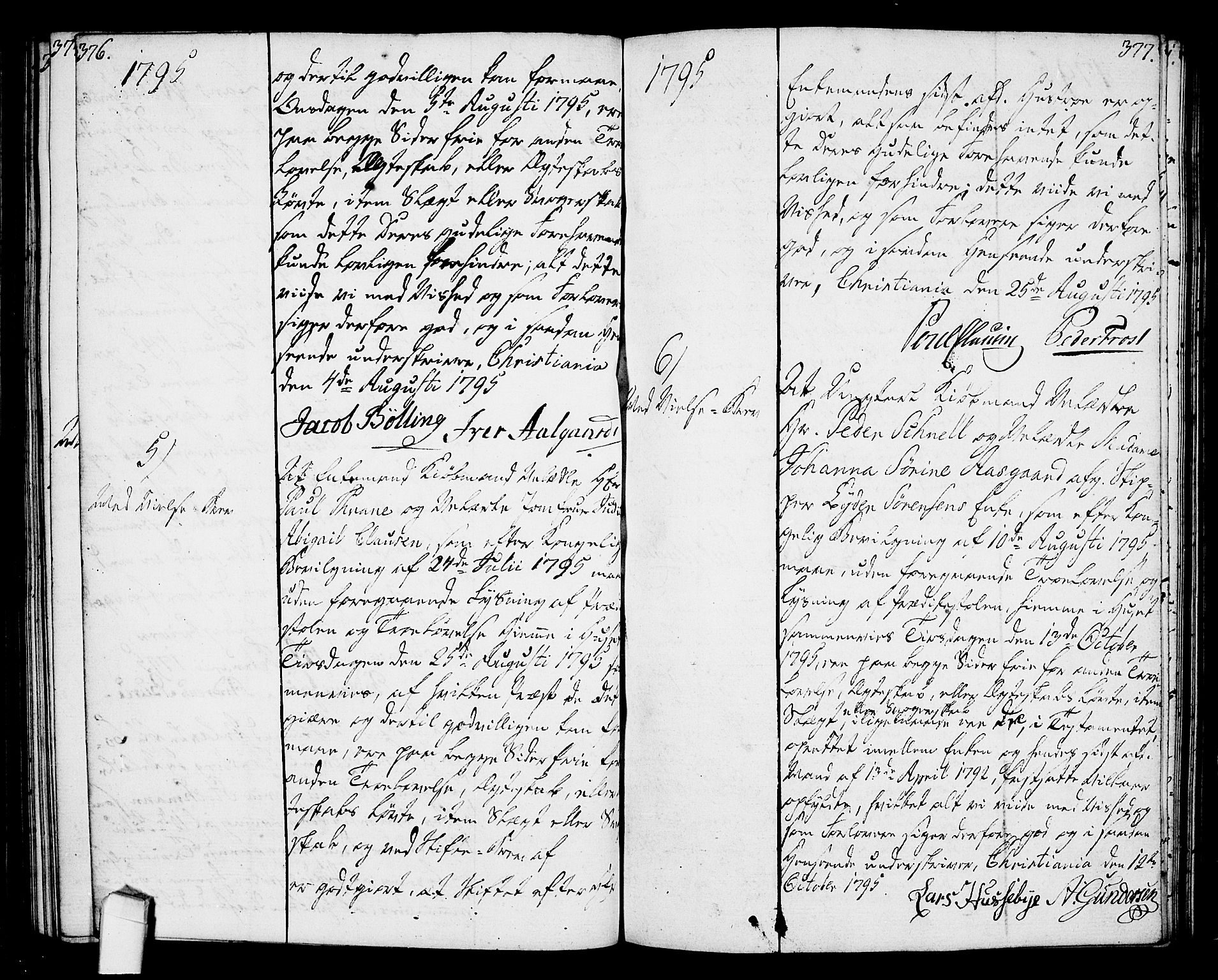 Oslo domkirke Kirkebøker, AV/SAO-A-10752/L/La/L0010: Best man's statements no. 10, 1789-1807, p. 376-377