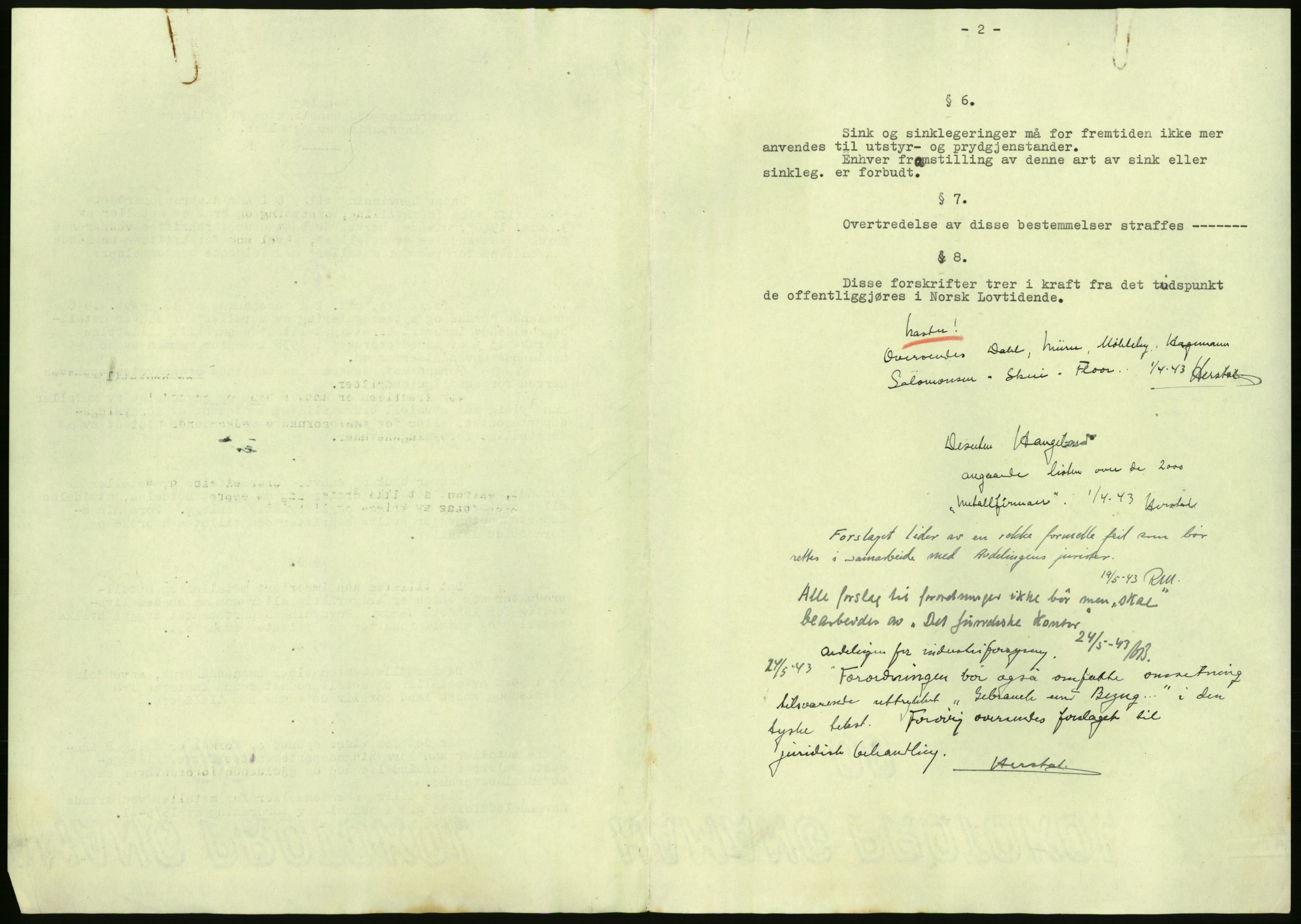 Direktoratet for industriforsyning, Sekretariatet, AV/RA-S-4153/D/Df/L0054: 9. Metallkontoret, 1940-1945, p. 74