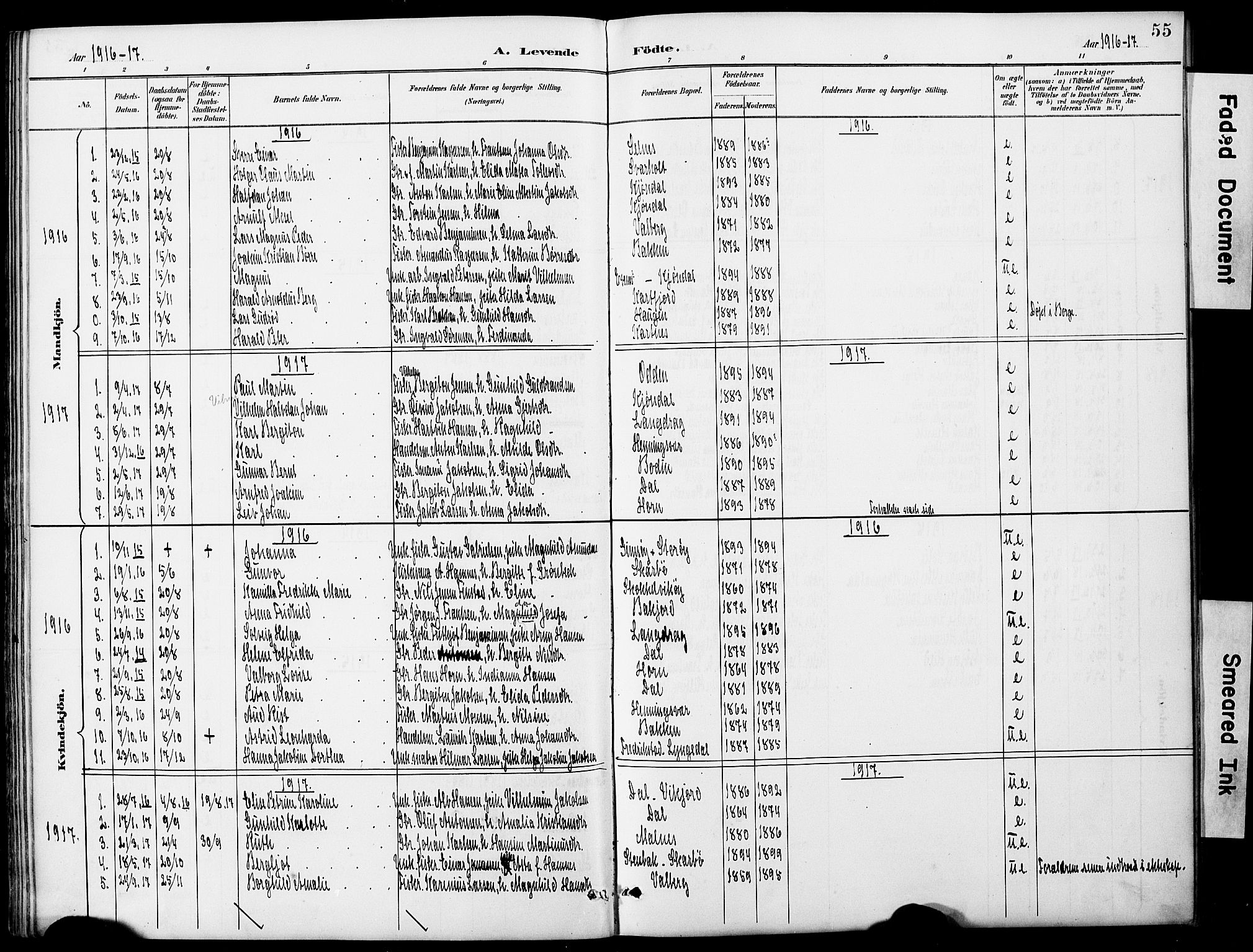 Ministerialprotokoller, klokkerbøker og fødselsregistre - Nordland, AV/SAT-A-1459/884/L1197: Parish register (copy) no. 884C03, 1888-1926, p. 55