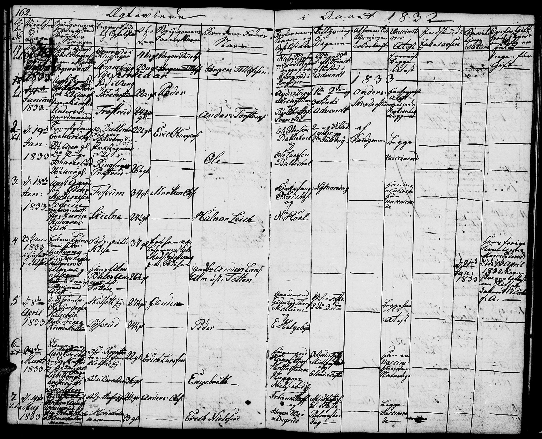 Nes prestekontor, Hedmark, SAH/PREST-020/L/La/L0004: Parish register (copy) no. 4, 1832-1861, p. 162