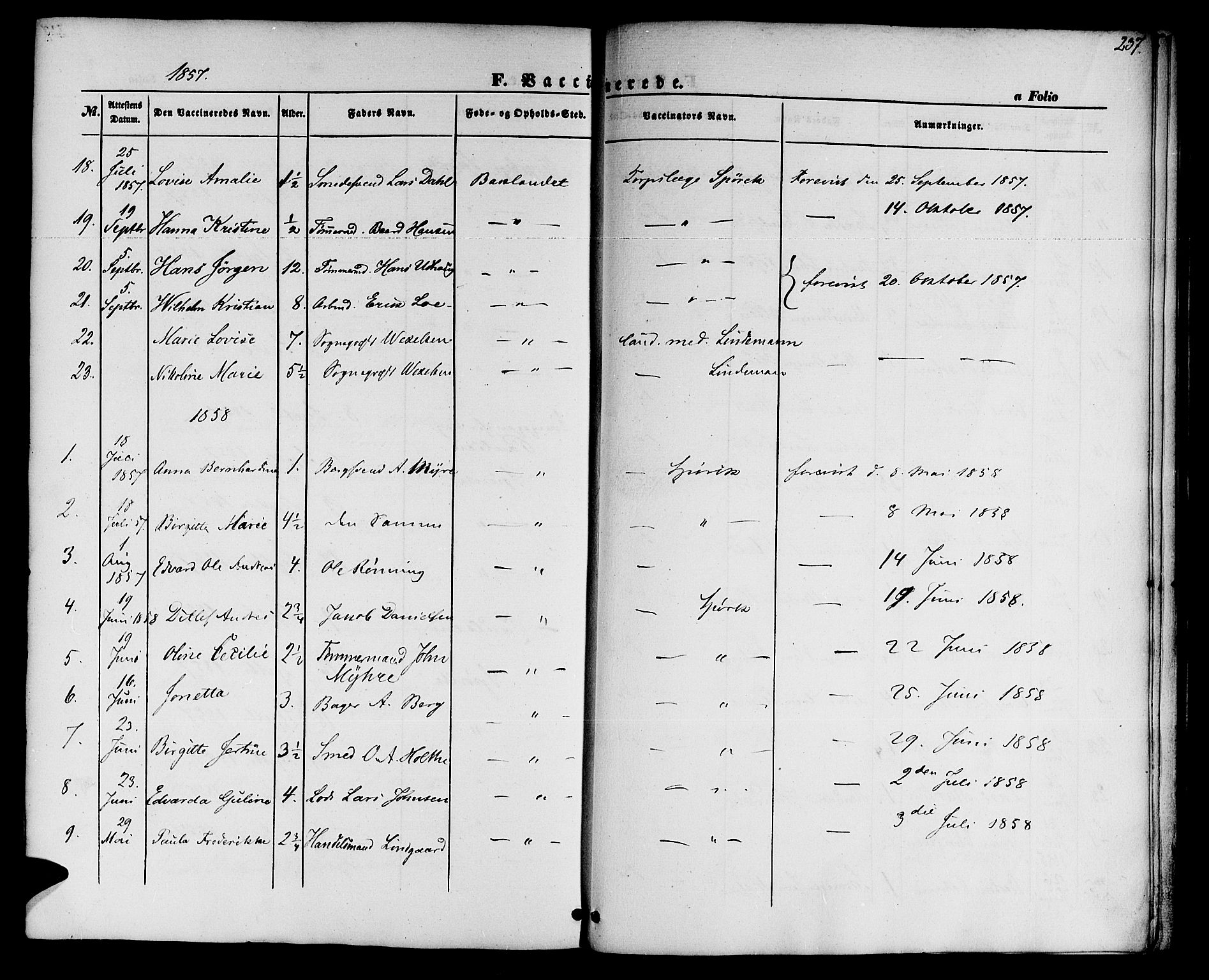 Ministerialprotokoller, klokkerbøker og fødselsregistre - Sør-Trøndelag, SAT/A-1456/604/L0184: Parish register (official) no. 604A05, 1851-1860, p. 237