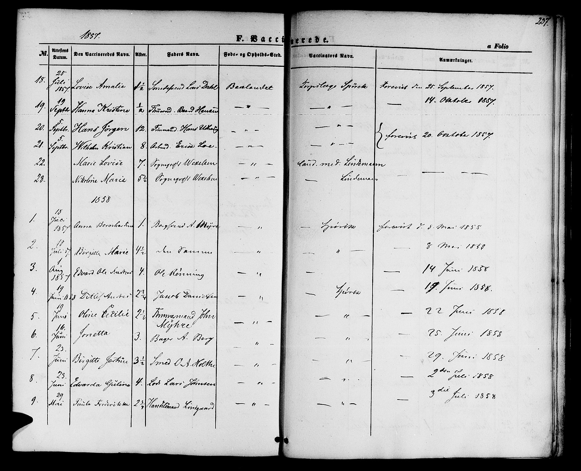 Ministerialprotokoller, klokkerbøker og fødselsregistre - Sør-Trøndelag, AV/SAT-A-1456/604/L0184: Parish register (official) no. 604A05, 1851-1860, p. 237