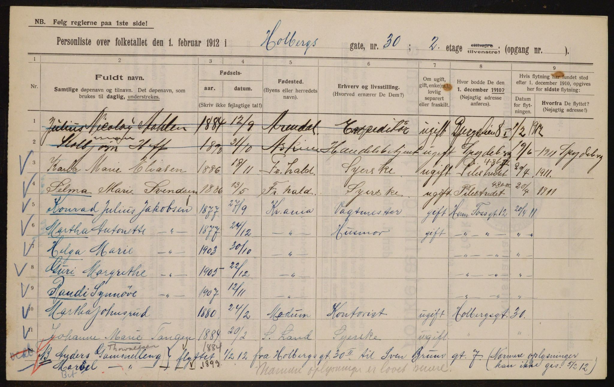 OBA, Municipal Census 1912 for Kristiania, 1912, p. 40915