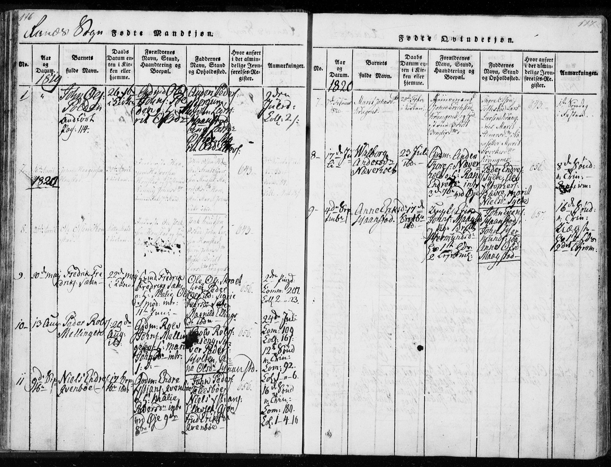 Ministerialprotokoller, klokkerbøker og fødselsregistre - Møre og Romsdal, AV/SAT-A-1454/595/L1041: Parish register (official) no. 595A03, 1819-1829, p. 116-117