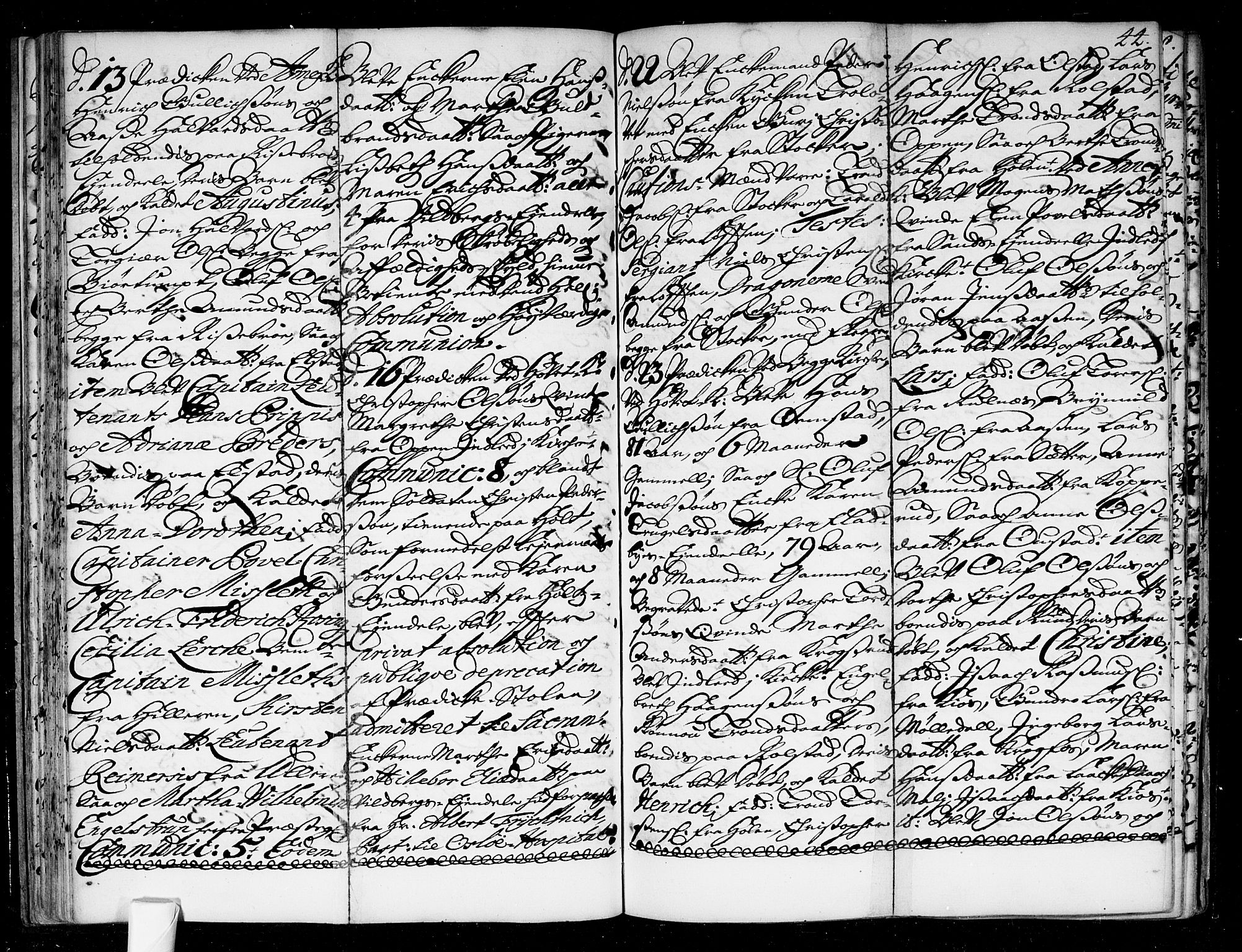 Ullensaker prestekontor Kirkebøker, AV/SAO-A-10236a/F/Fa/L0004: Parish register (official) no. I 4, 1721-1723, p. 44