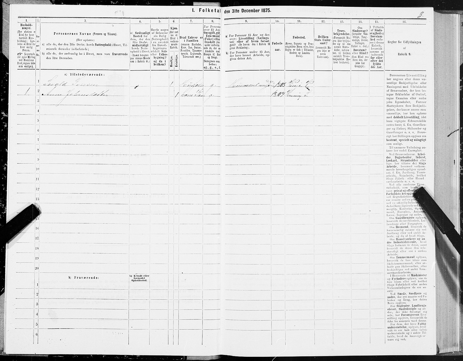 SAT, 1875 census for 1721P Verdal, 1875, p. 3003
