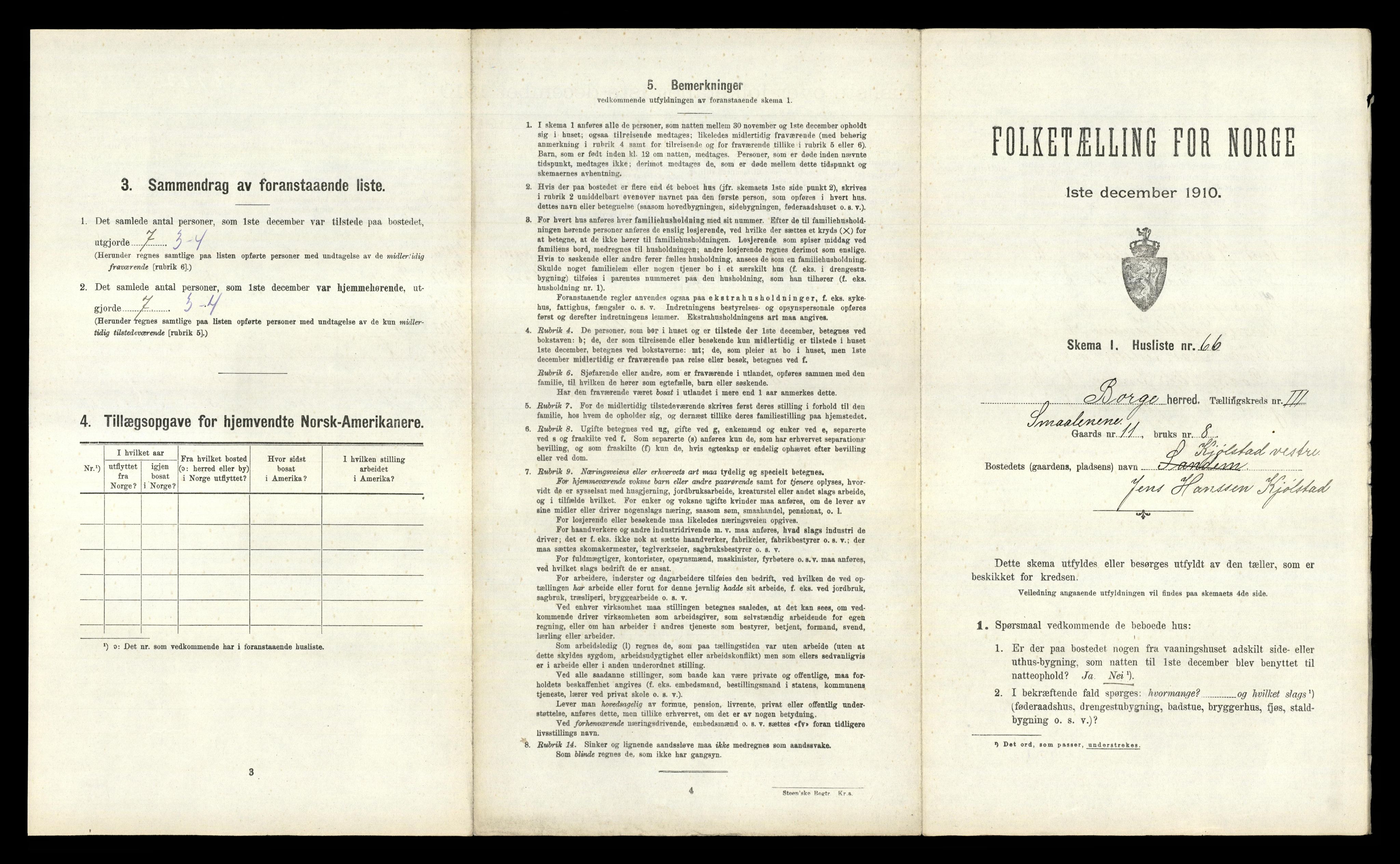 RA, 1910 census for Borge, 1910, p. 532