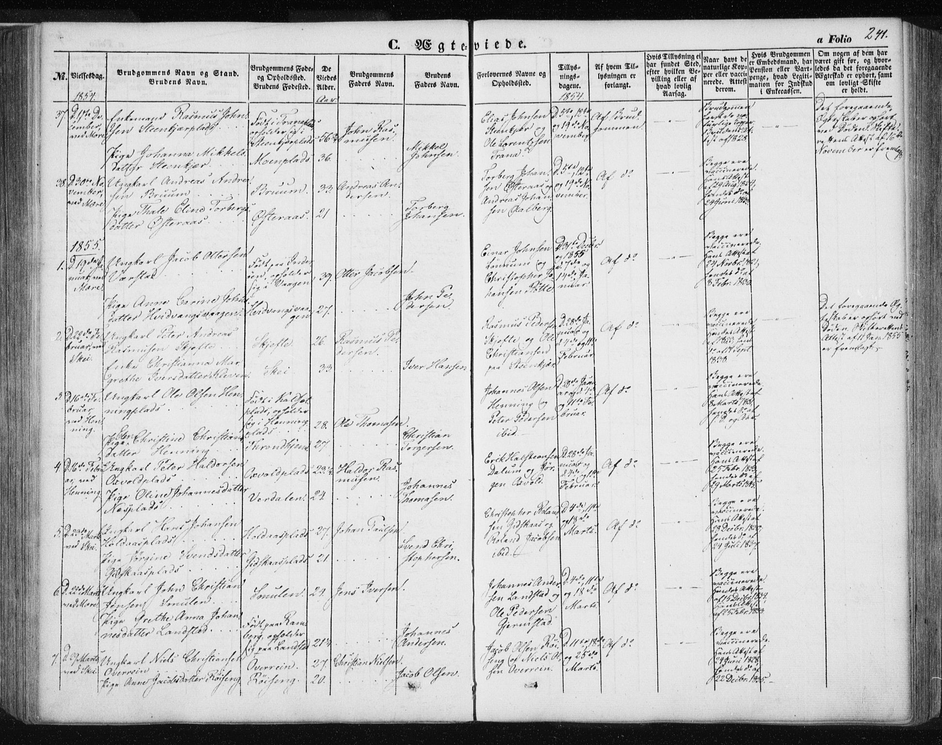 Ministerialprotokoller, klokkerbøker og fødselsregistre - Nord-Trøndelag, SAT/A-1458/735/L0342: Parish register (official) no. 735A07 /1, 1849-1862, p. 241