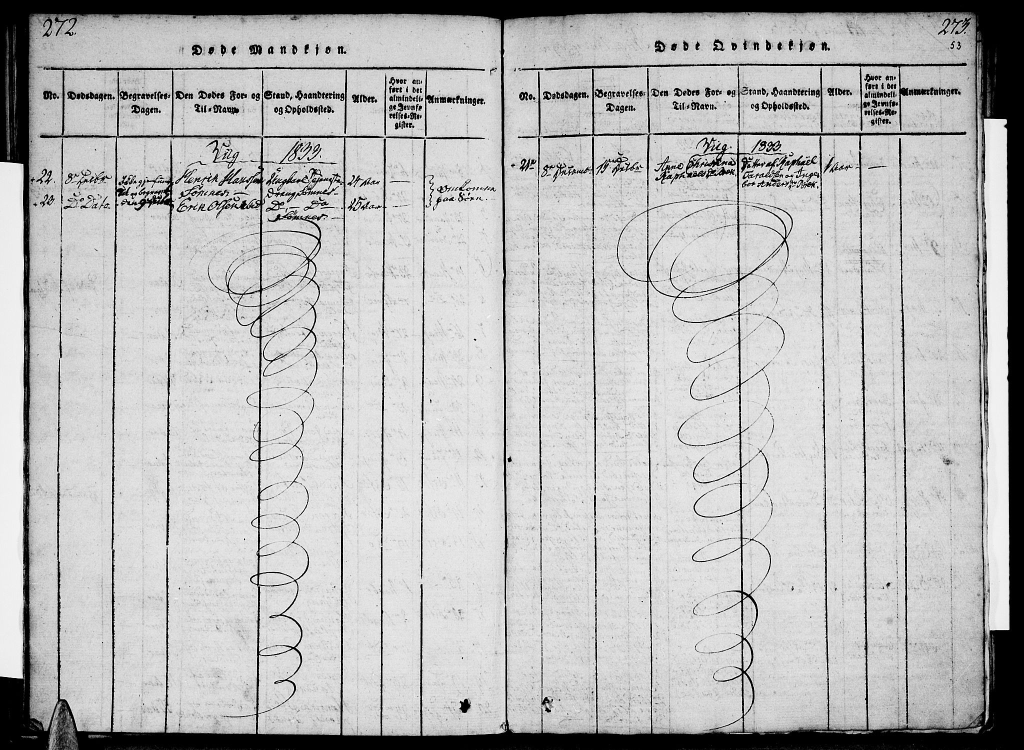 Ministerialprotokoller, klokkerbøker og fødselsregistre - Nordland, AV/SAT-A-1459/812/L0175: Parish register (official) no. 812A04, 1820-1833, p. 272-273