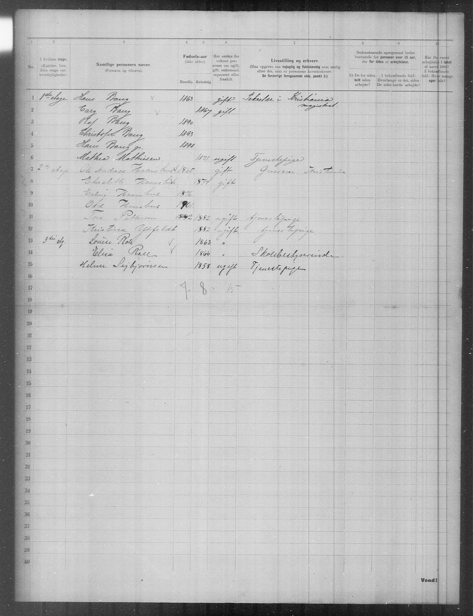 OBA, Municipal Census 1903 for Kristiania, 1903, p. 3812