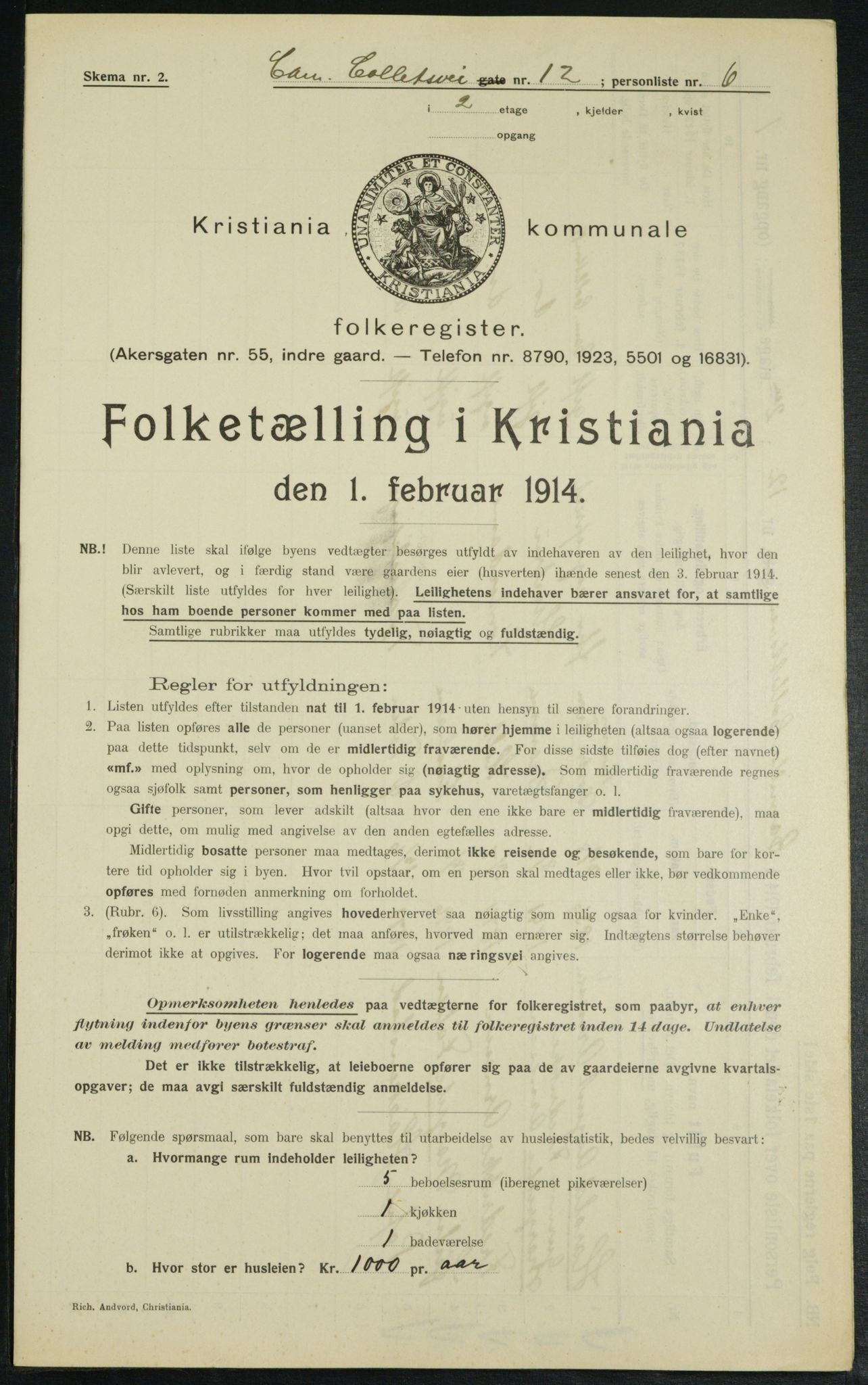 OBA, Municipal Census 1914 for Kristiania, 1914, p. 11911