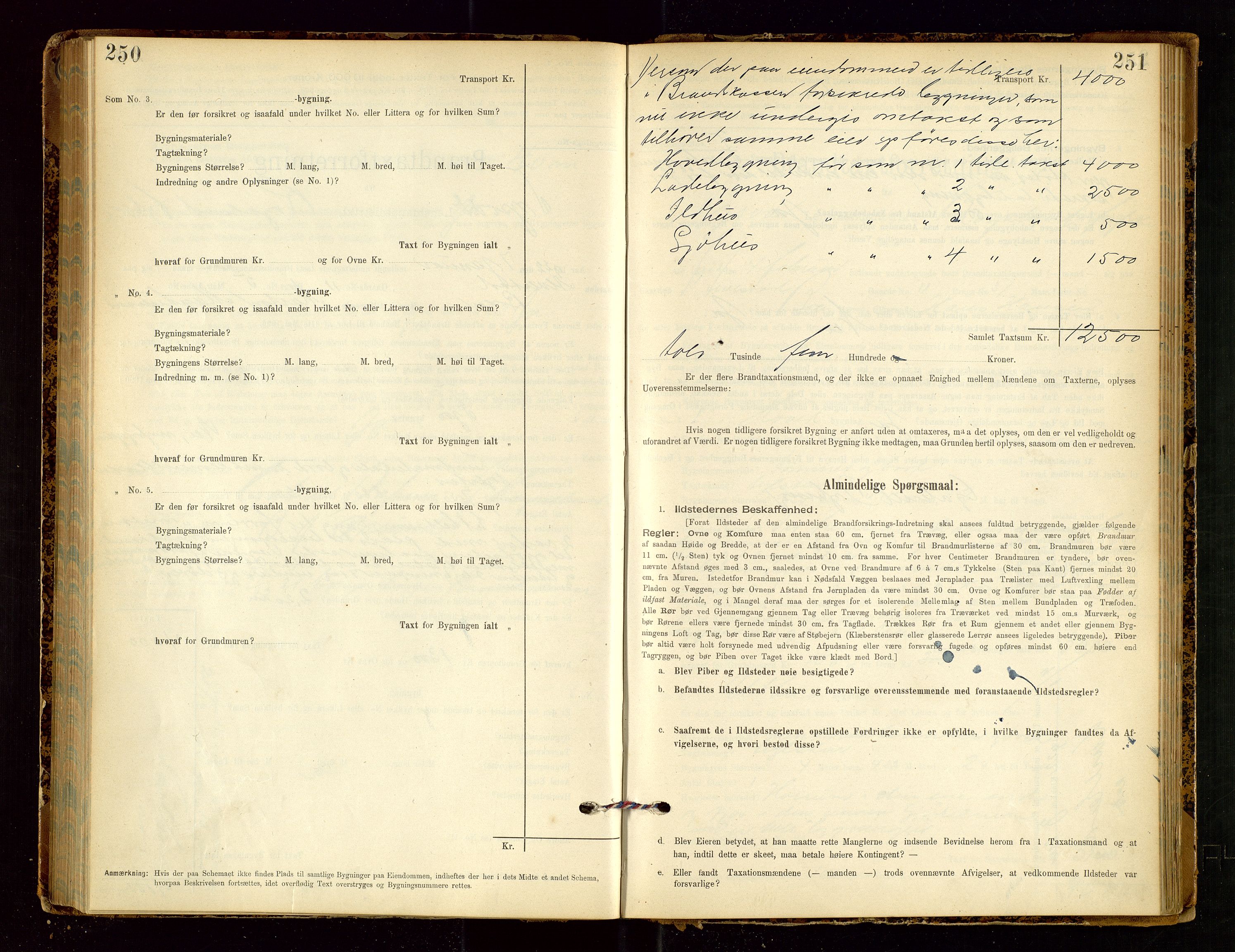 Tysvær lensmannskontor, AV/SAST-A-100192/Gob/L0002: "Brandtakstprotokol for Lensmanden i Tysvær", 1901-1932, p. 250-251