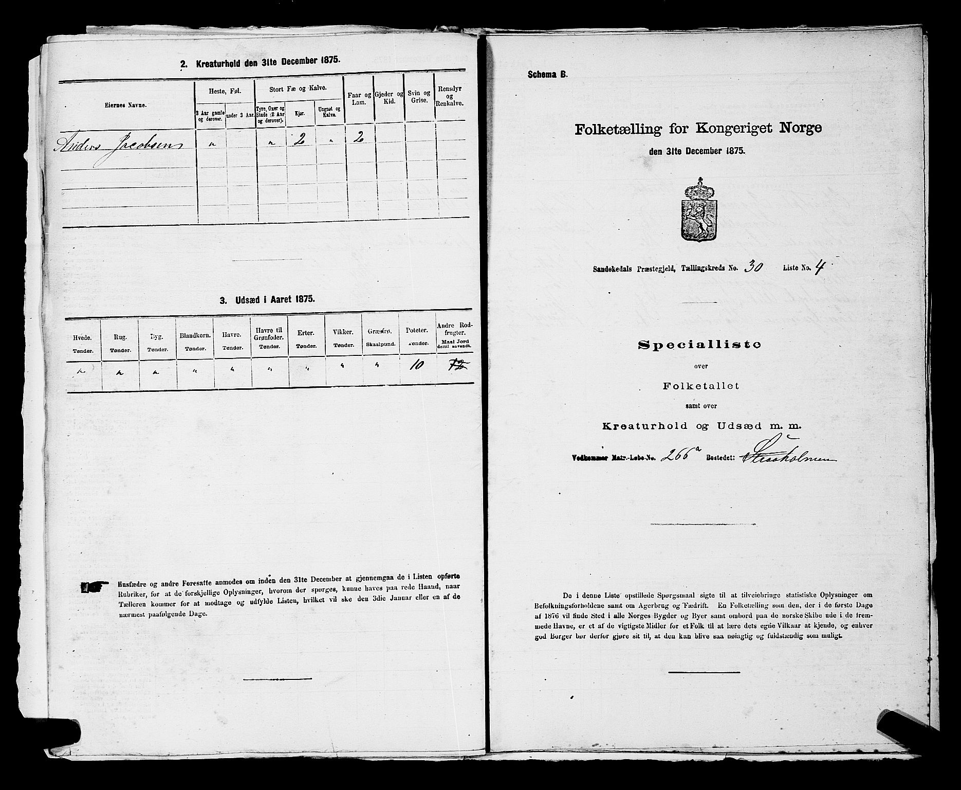 SAKO, 1875 census for 0816P Sannidal, 1875, p. 2267