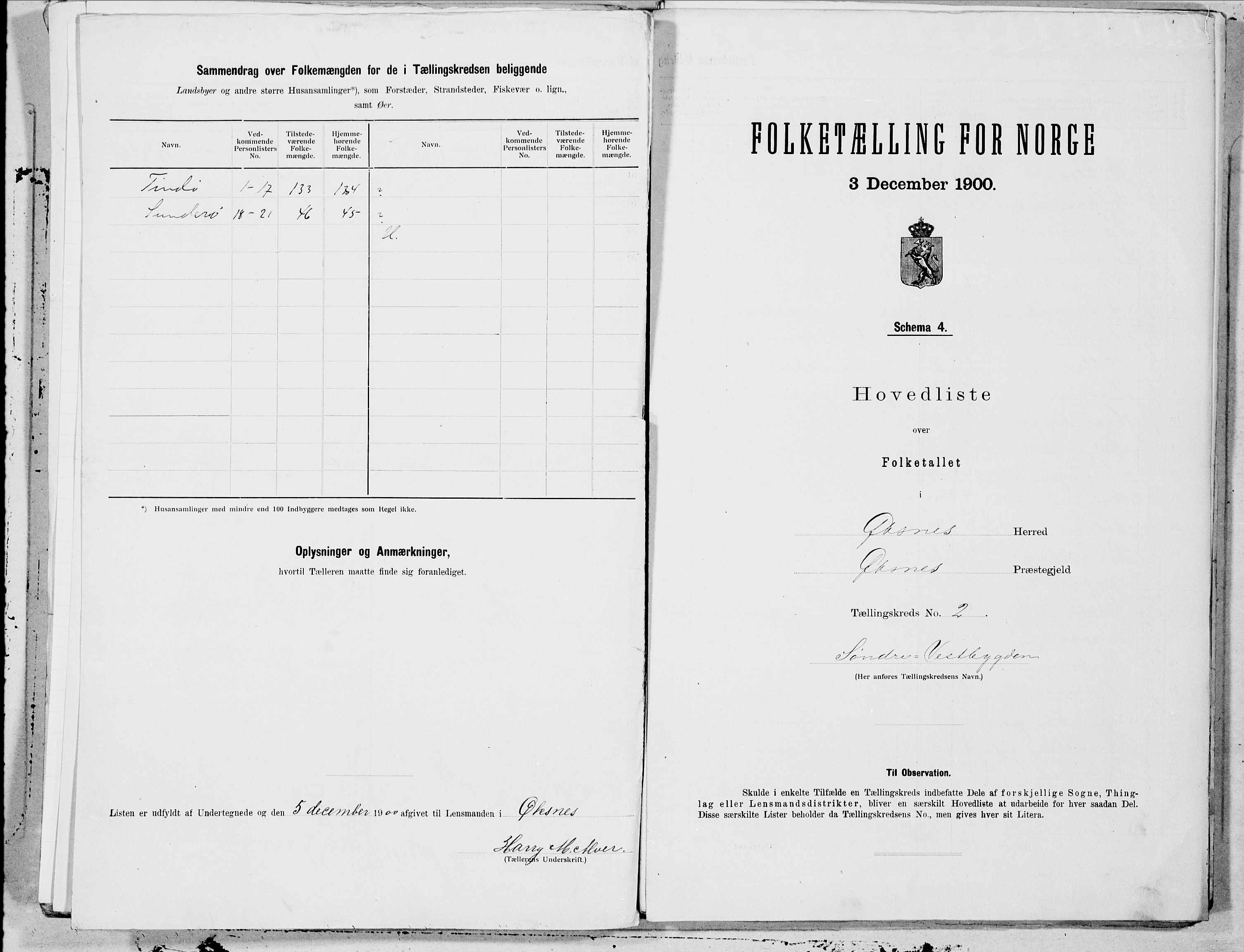 SAT, 1900 census for Øksnes, 1900, p. 4