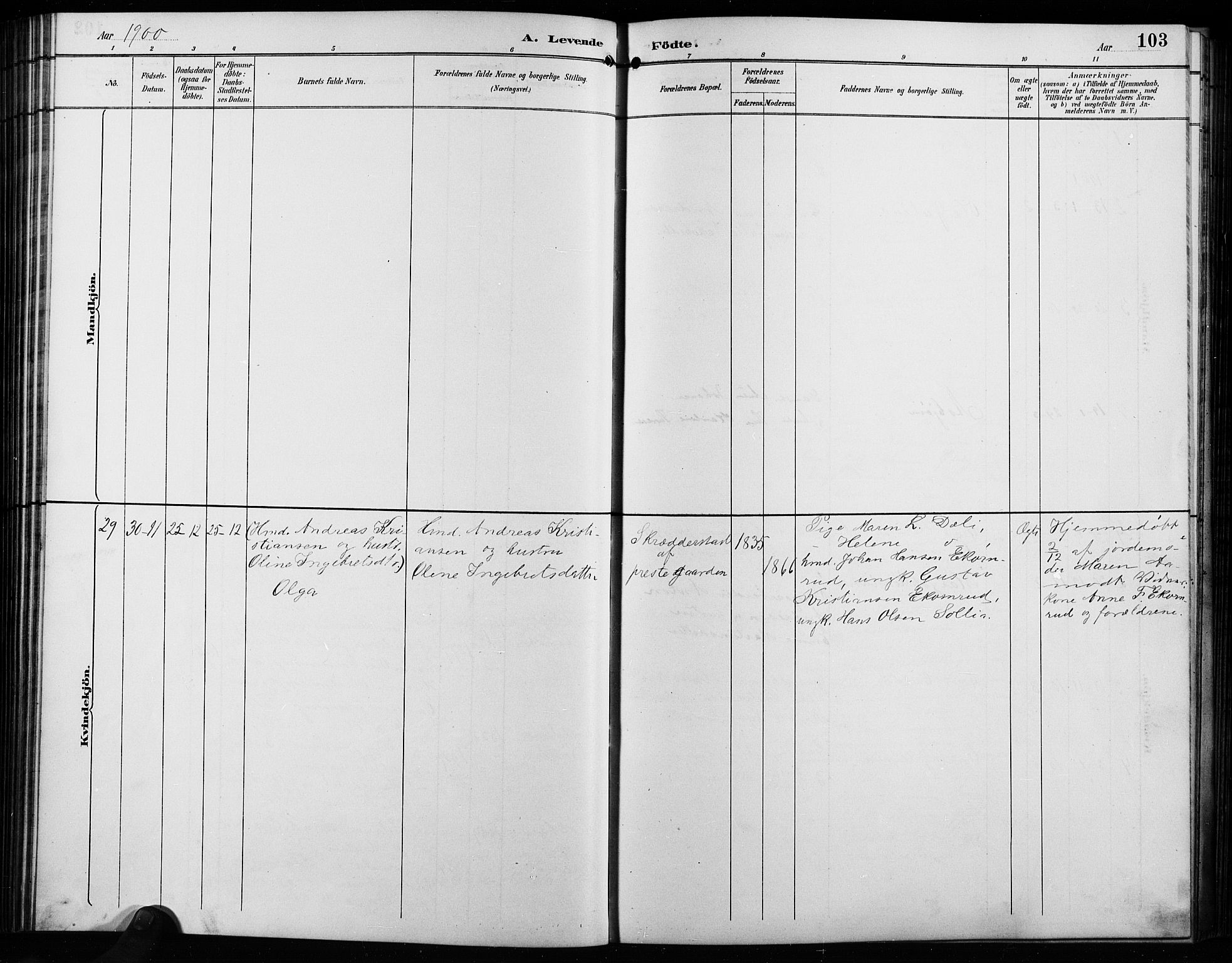 Enebakk prestekontor Kirkebøker, SAO/A-10171c/G/Ga/L0006: Parish register (copy) no. I 6, 1889-1911, p. 103