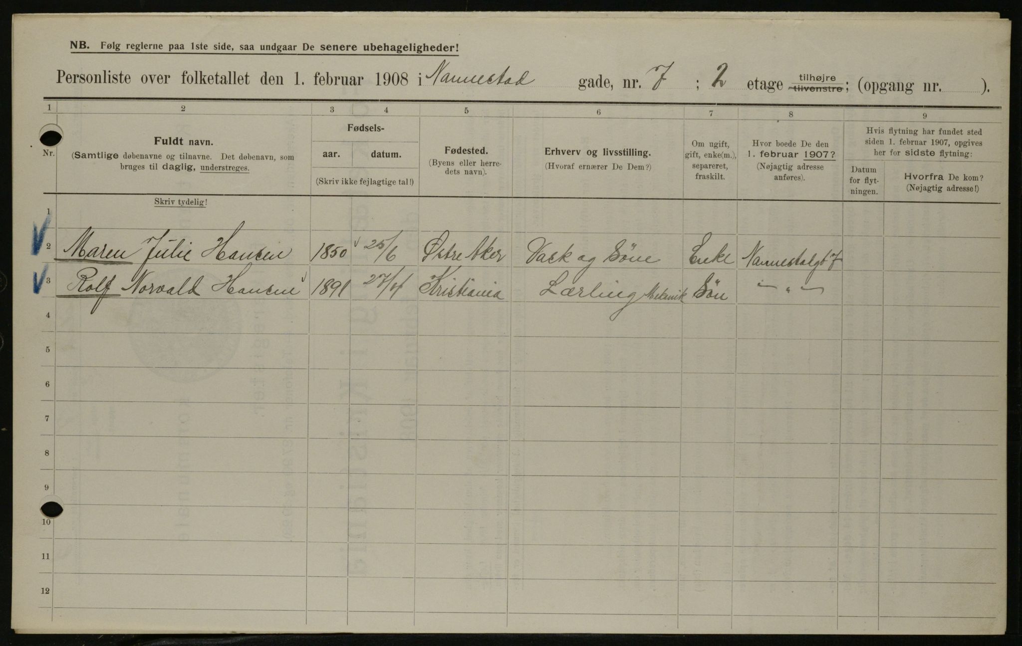 OBA, Municipal Census 1908 for Kristiania, 1908, p. 61970