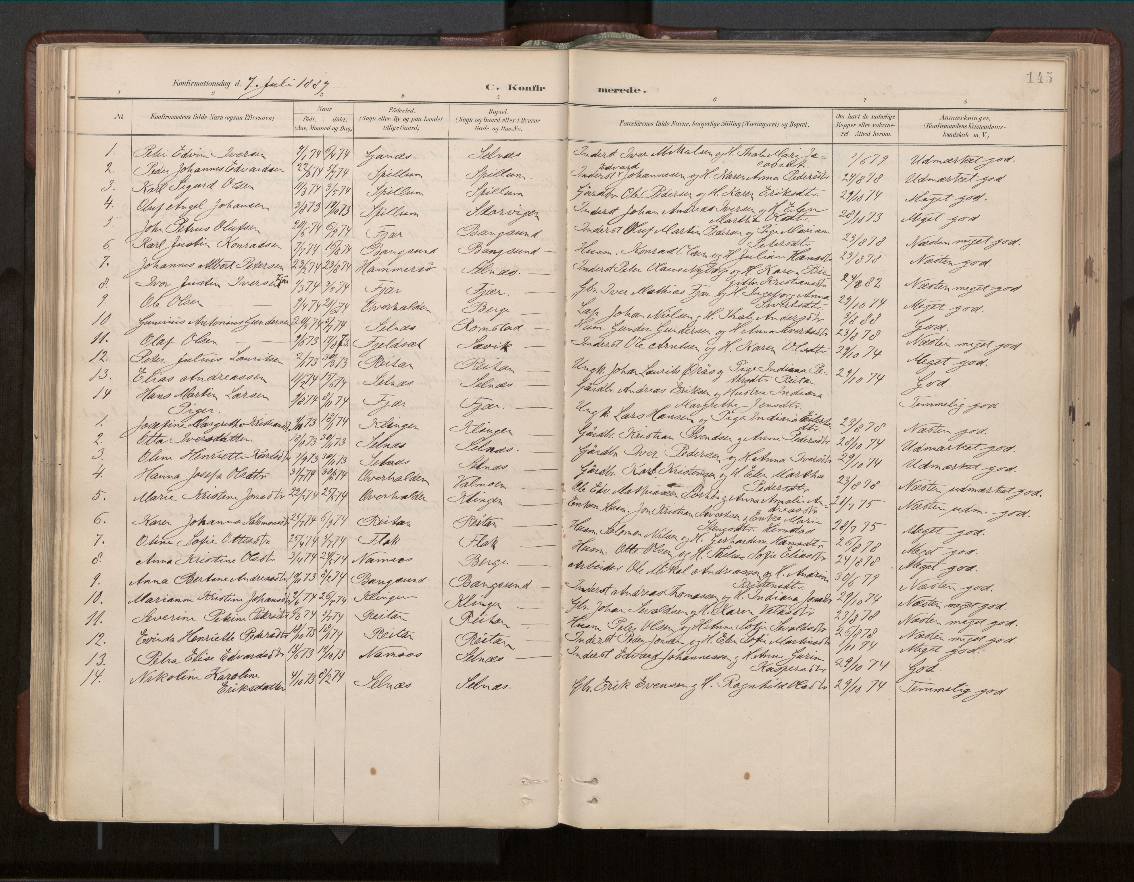 Ministerialprotokoller, klokkerbøker og fødselsregistre - Nord-Trøndelag, SAT/A-1458/770/L0589: Parish register (official) no. 770A03, 1887-1929, p. 145