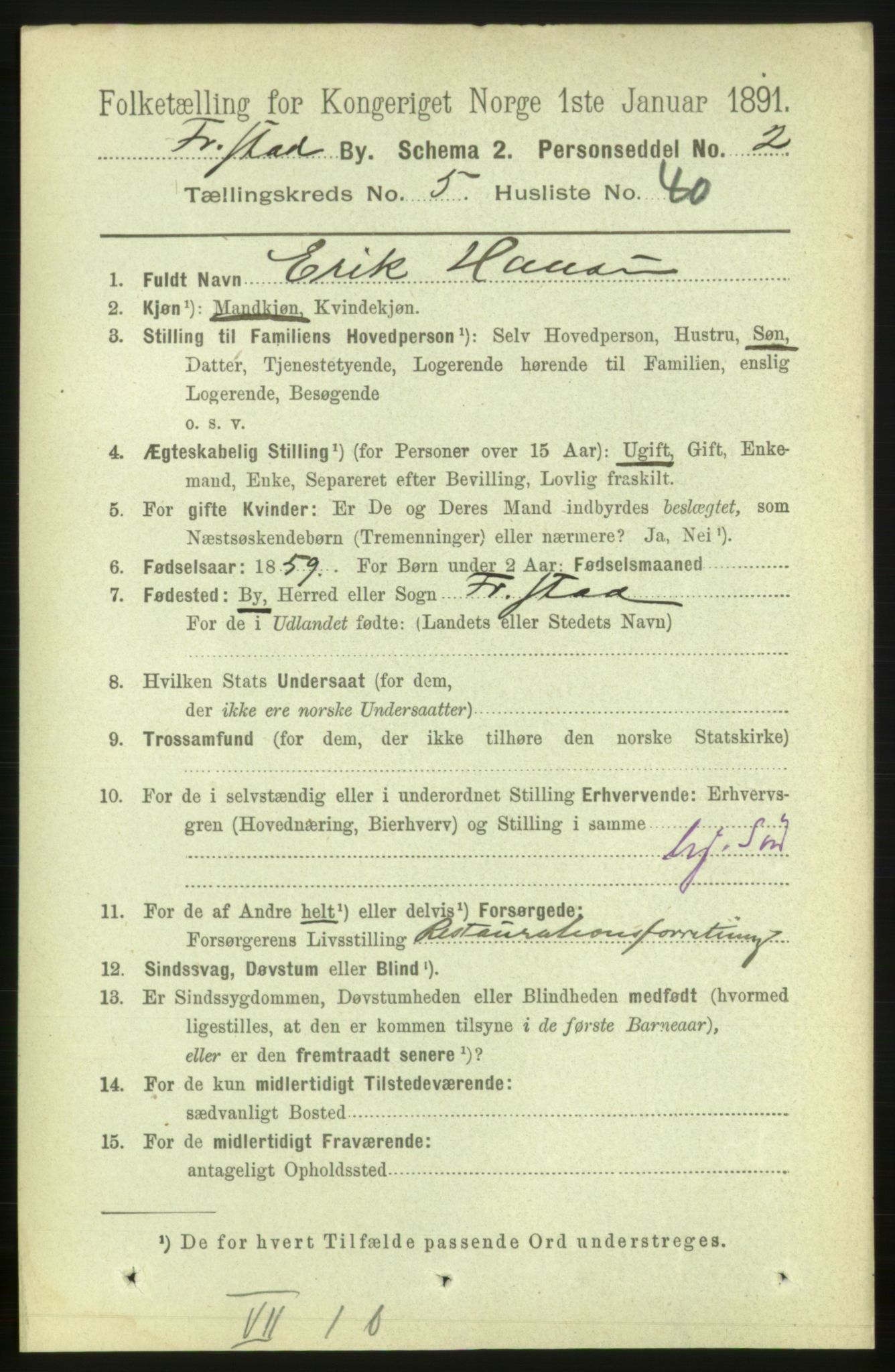 RA, 1891 census for 0103 Fredrikstad, 1891, p. 7178