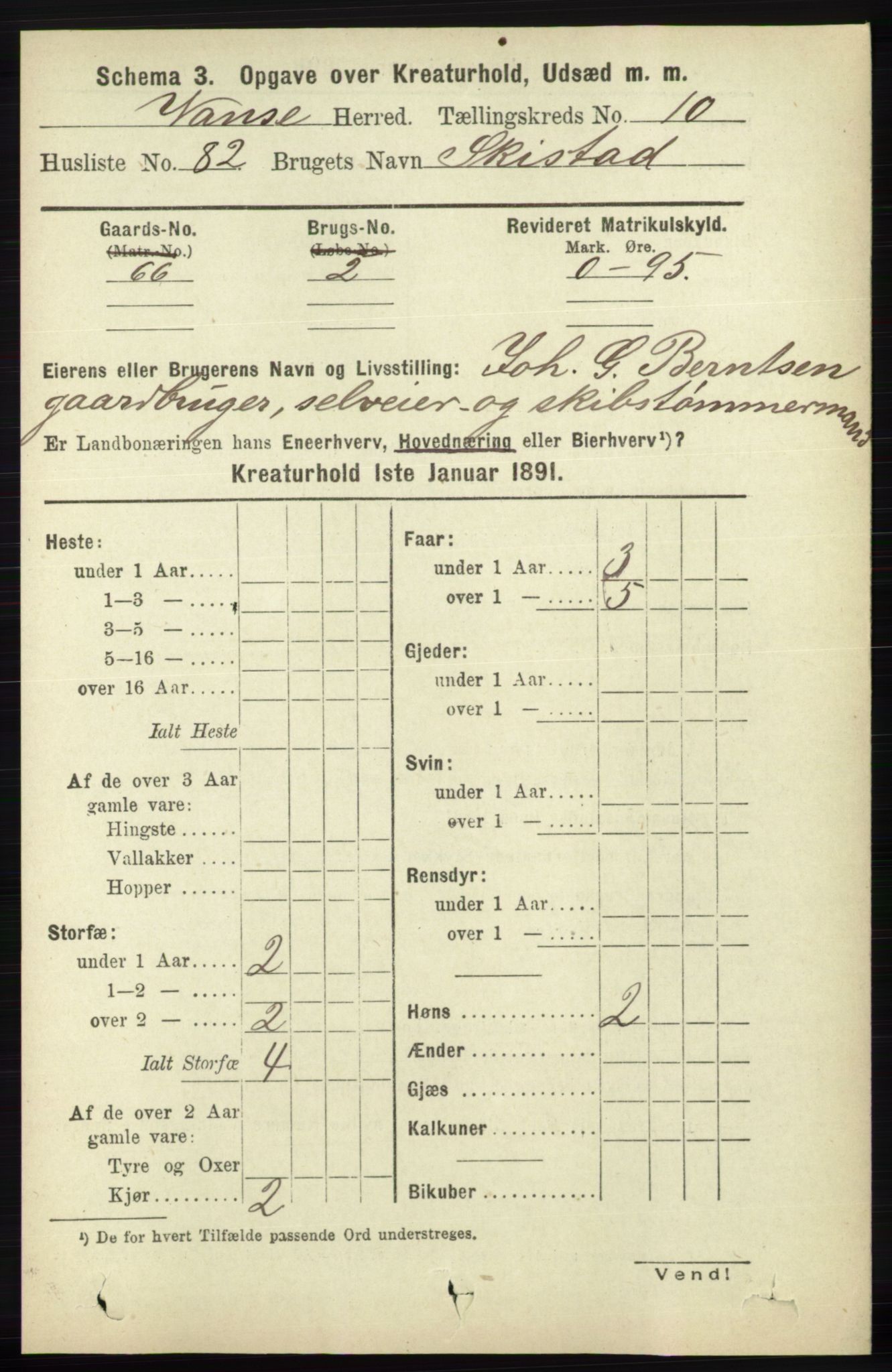 RA, 1891 census for 1041 Vanse, 1891, p. 9861