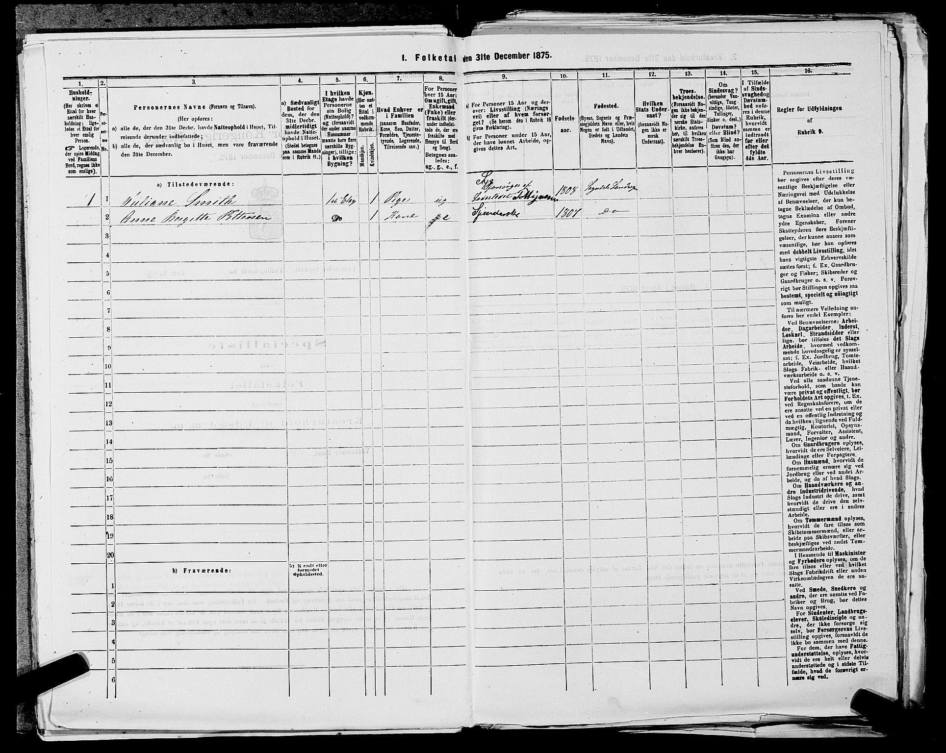 SAST, 1875 census for 1107B Sokndal/Sokndal, 1875, p. 96