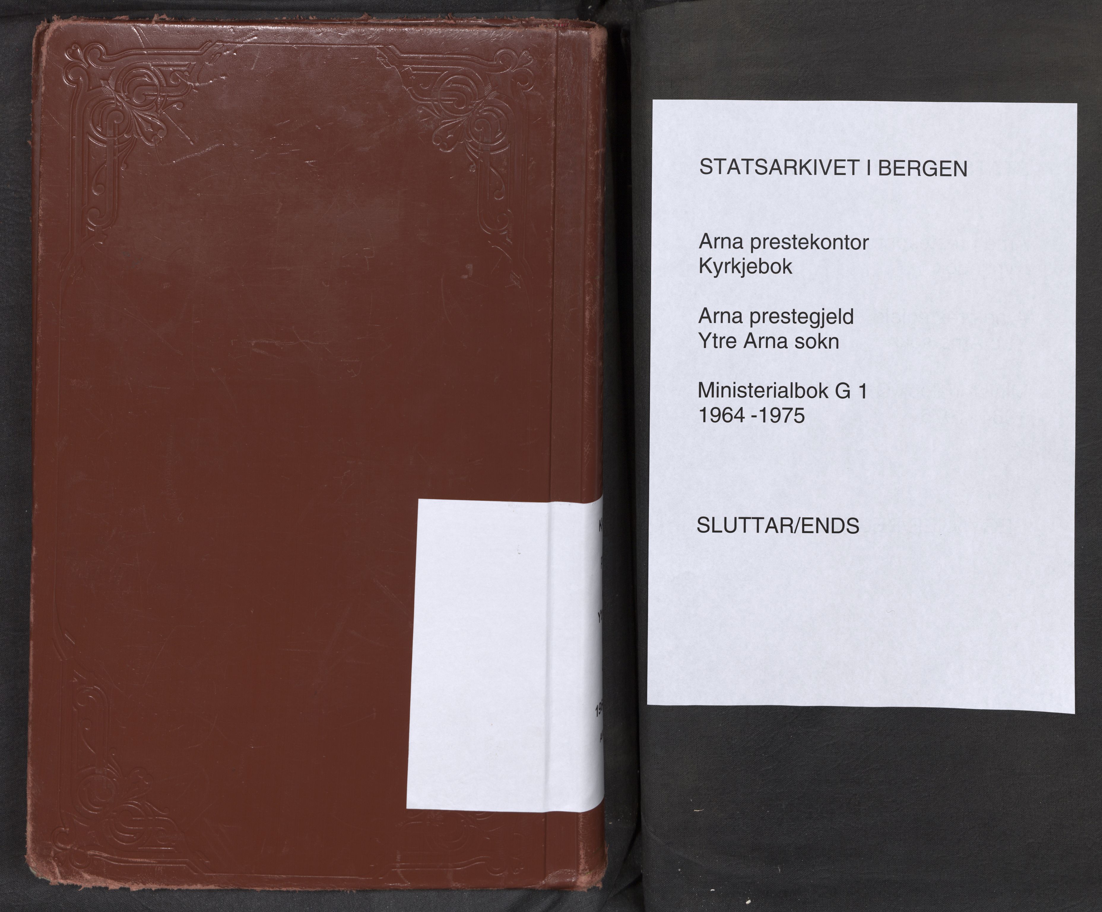 Arna sokneprestembete, AV/SAB-A-74001/H/Ha/Haa/Haag/L0001: Parish register (official) no. G 1, 1964-1975