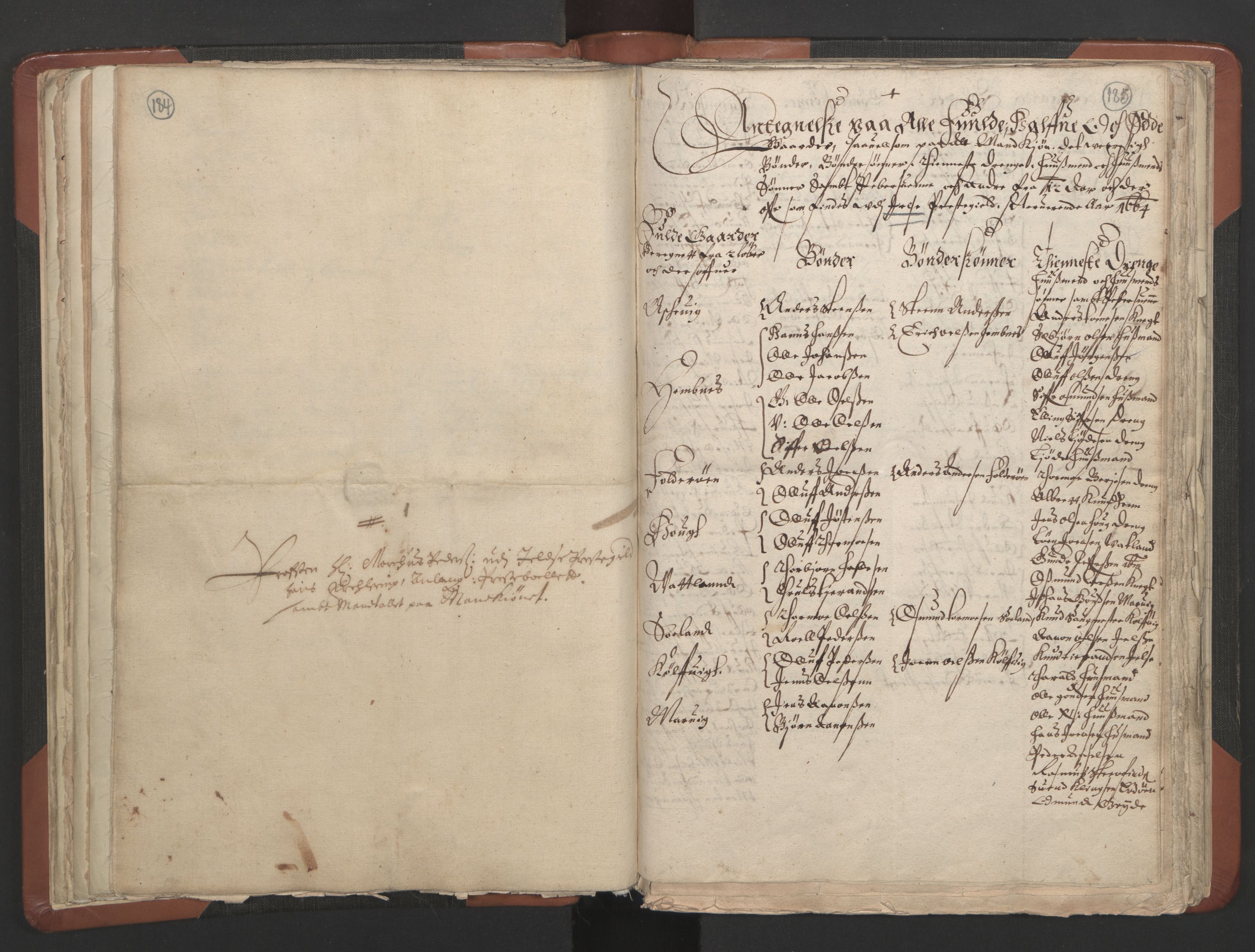 RA, Vicar's Census 1664-1666, no. 19: Ryfylke deanery, 1664-1666, p. 184-185