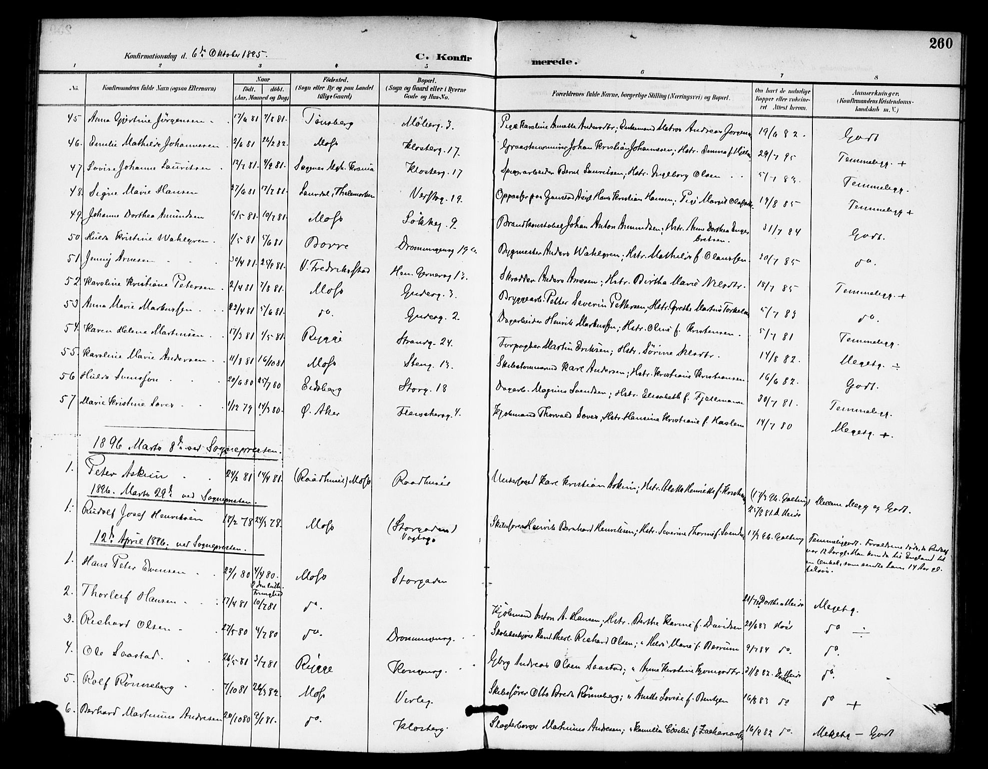 Moss prestekontor Kirkebøker, SAO/A-2003/F/Fb/L0003: Parish register (official) no. II 3, 1894-1901, p. 260
