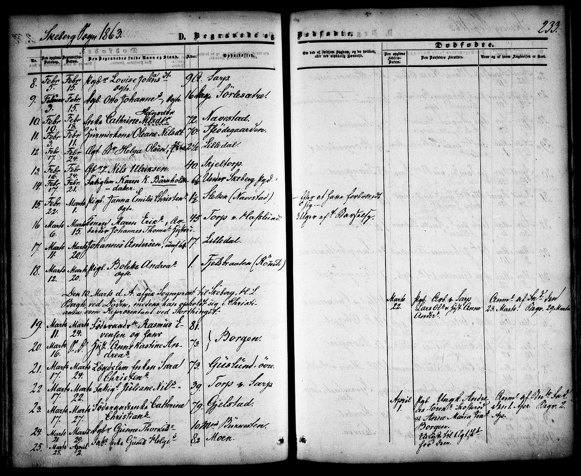 Skjeberg prestekontor Kirkebøker, AV/SAO-A-10923/F/Fa/L0007: Parish register (official) no. I 7, 1859-1868, p. 233