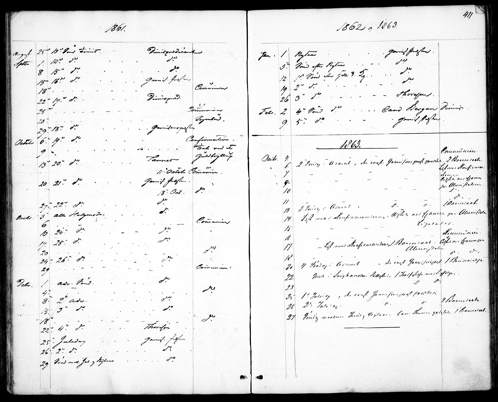 Garnisonsmenigheten Kirkebøker, AV/SAO-A-10846/F/Fa/L0010: Parish register (official) no. 10, 1859-1869, p. 411