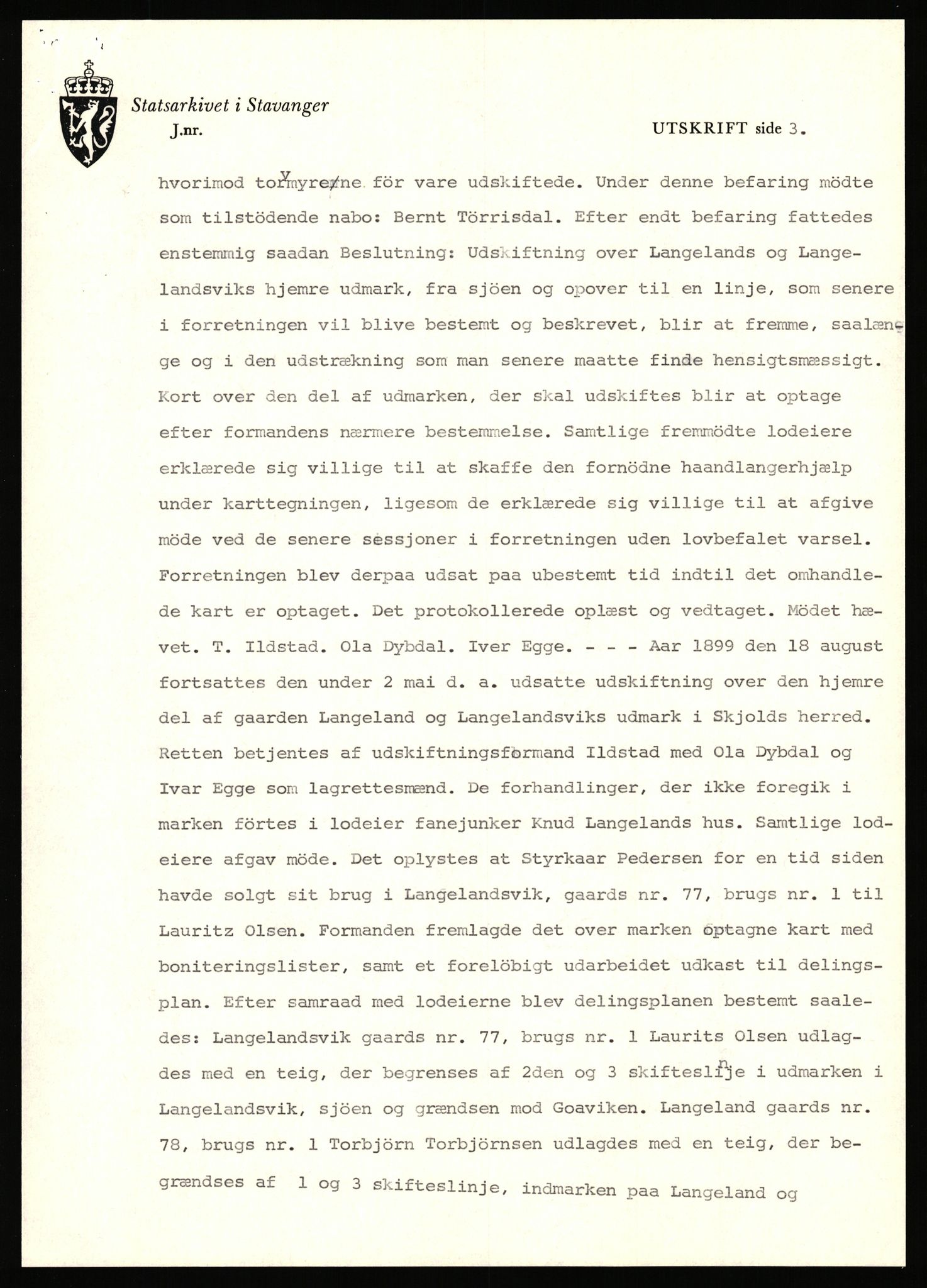 Statsarkivet i Stavanger, AV/SAST-A-101971/03/Y/Yj/L0052: Avskrifter sortert etter gårdsnavn: Landråk  - Leidland, 1750-1930, p. 42