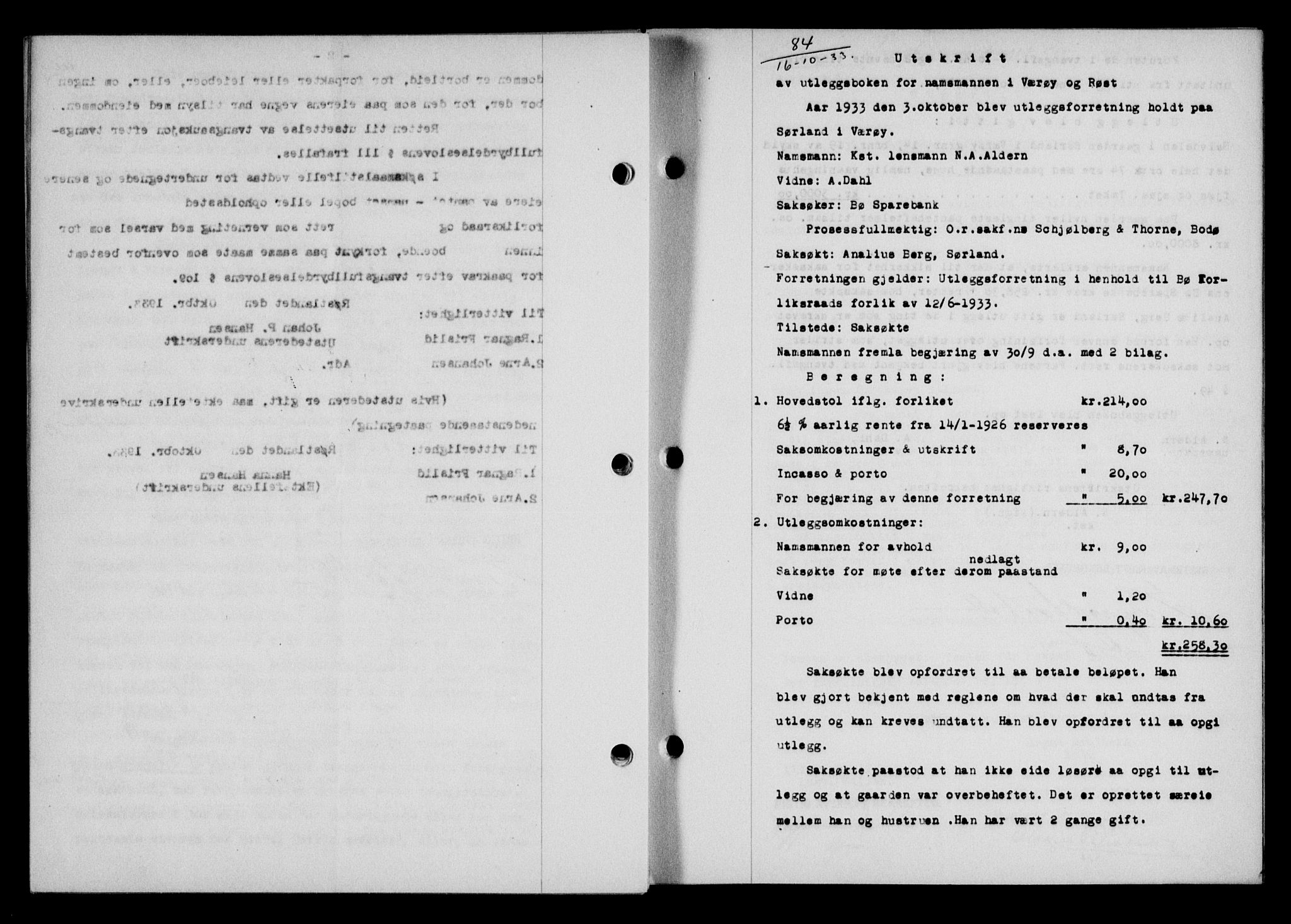 Lofoten sorenskriveri, SAT/A-0017/1/2/2C/L0028b: Mortgage book no. 28b, 1933-1933, Deed date: 16.10.1933