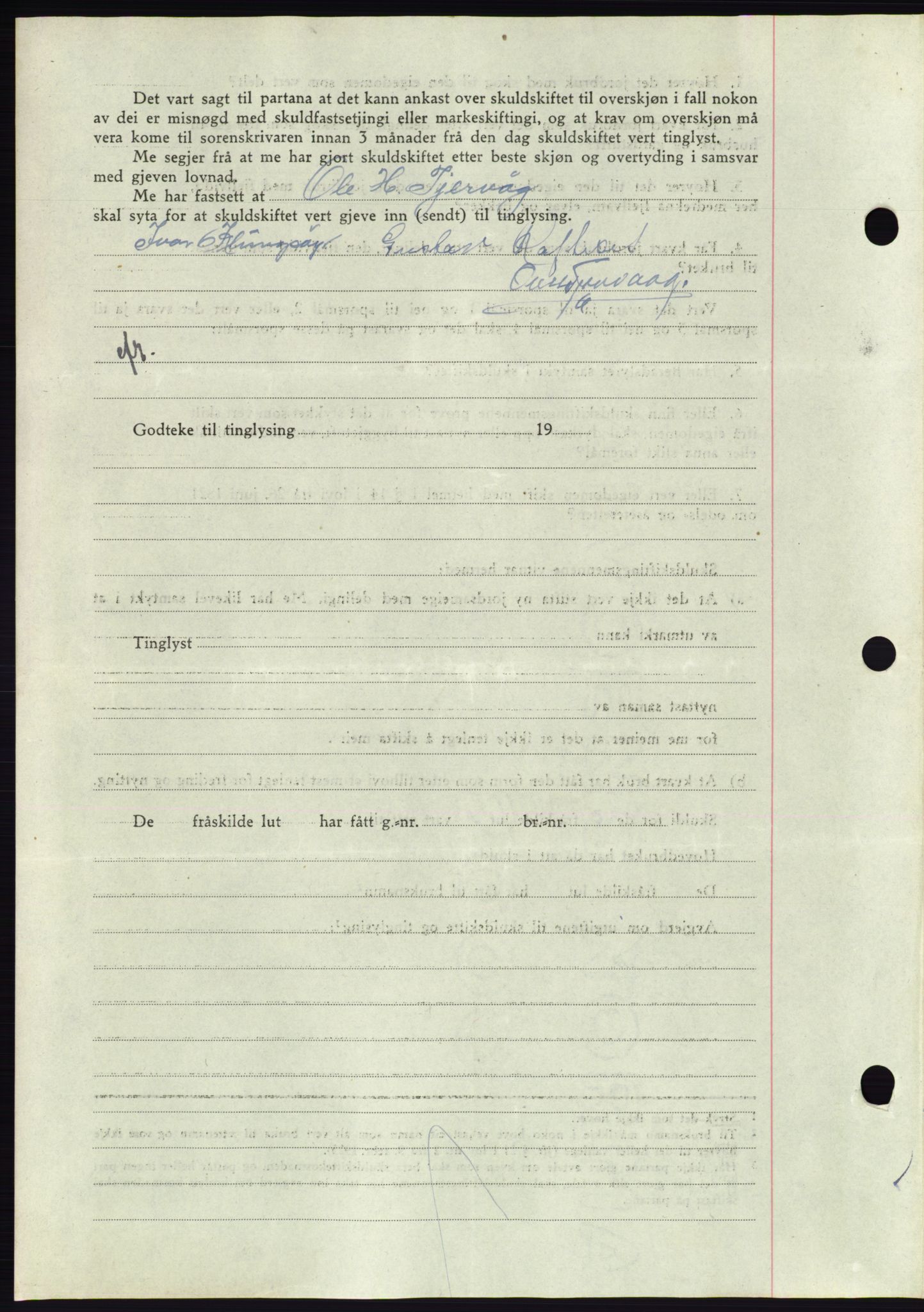 Søre Sunnmøre sorenskriveri, AV/SAT-A-4122/1/2/2C/L0077: Mortgage book no. 3A, 1945-1946, Diary no: : 1/1945